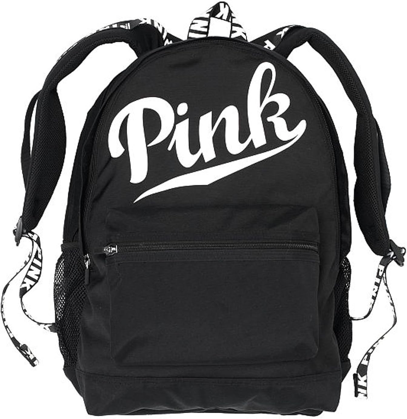 gray and black pink backpack