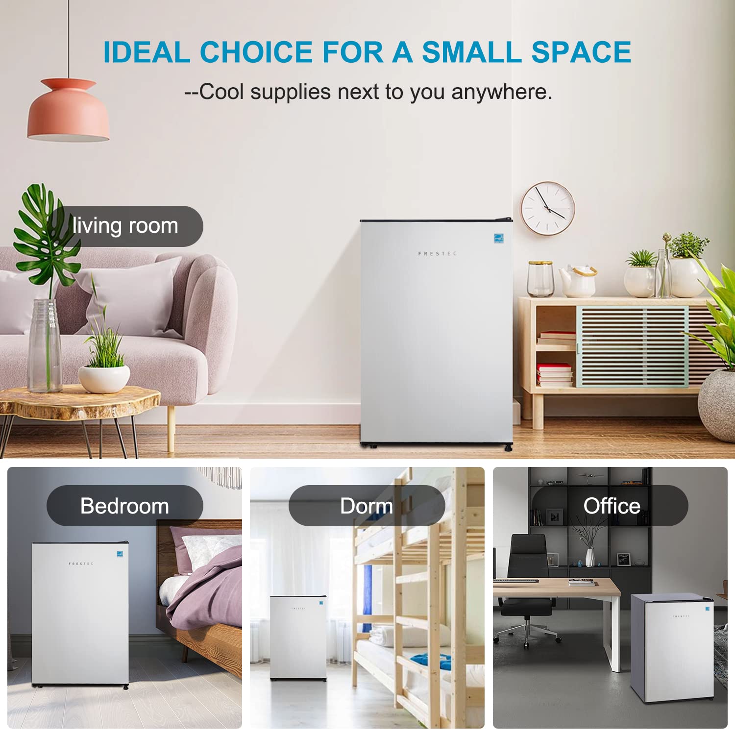 Mini Refrigerador de 2.5 CU, Pequeño Refrigerador con Congelador, Refrigerador Compacto, Acero Inoxidable (FR 250 SL)
