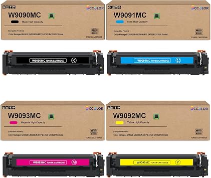 W9090MC Toner Cartridge High Capacity Compatible for W9090MC W9091MC W9093MC W9092MC Work for Color Managed E45028 E45028DN MFP E47528 E47528f Printerswith Upgraded Chip-Show Ink Level