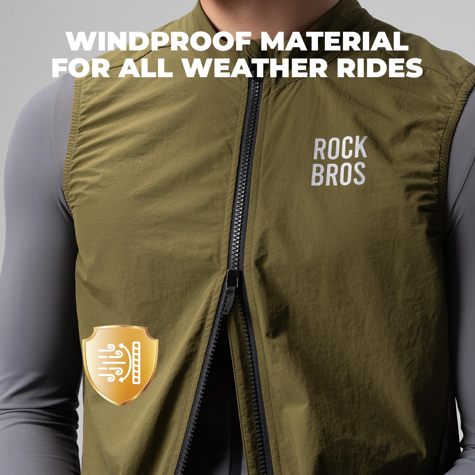 ROCKBROS Chaleco Ciclismo Hombre, Chaqueta Deportiva Sin Mangas Cortaviento Ligero Transpirable Plegable para Carretera MTB Senderismo