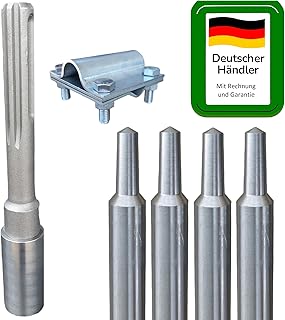 HENITECH® - Tiefenerder Ø 20mm Edelstahl V4A für Blitzschutz Blitzableiter Erdung (4m Tiefenerder SET Ø 20mm Edelstahl V4A)