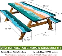 Vista 218 de Play Tailor - Mantel para mesa de pícnic con cubiertas para bancas, impermeable y a prueba de viento con bolsa de cordón, ajustable a mesas y bancas