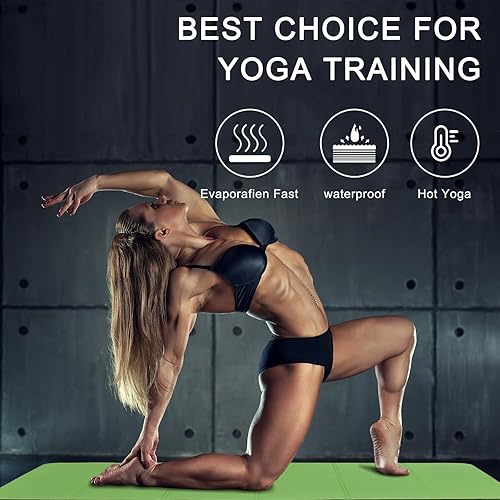 Miniatura 5 de Esterilla de yoga plegable de 72 pulgadas de largo x 32 pulgadas de ancho x 0.32 pulgadas, extra gruesa y ancha, alfombrilla de yoga plegable para