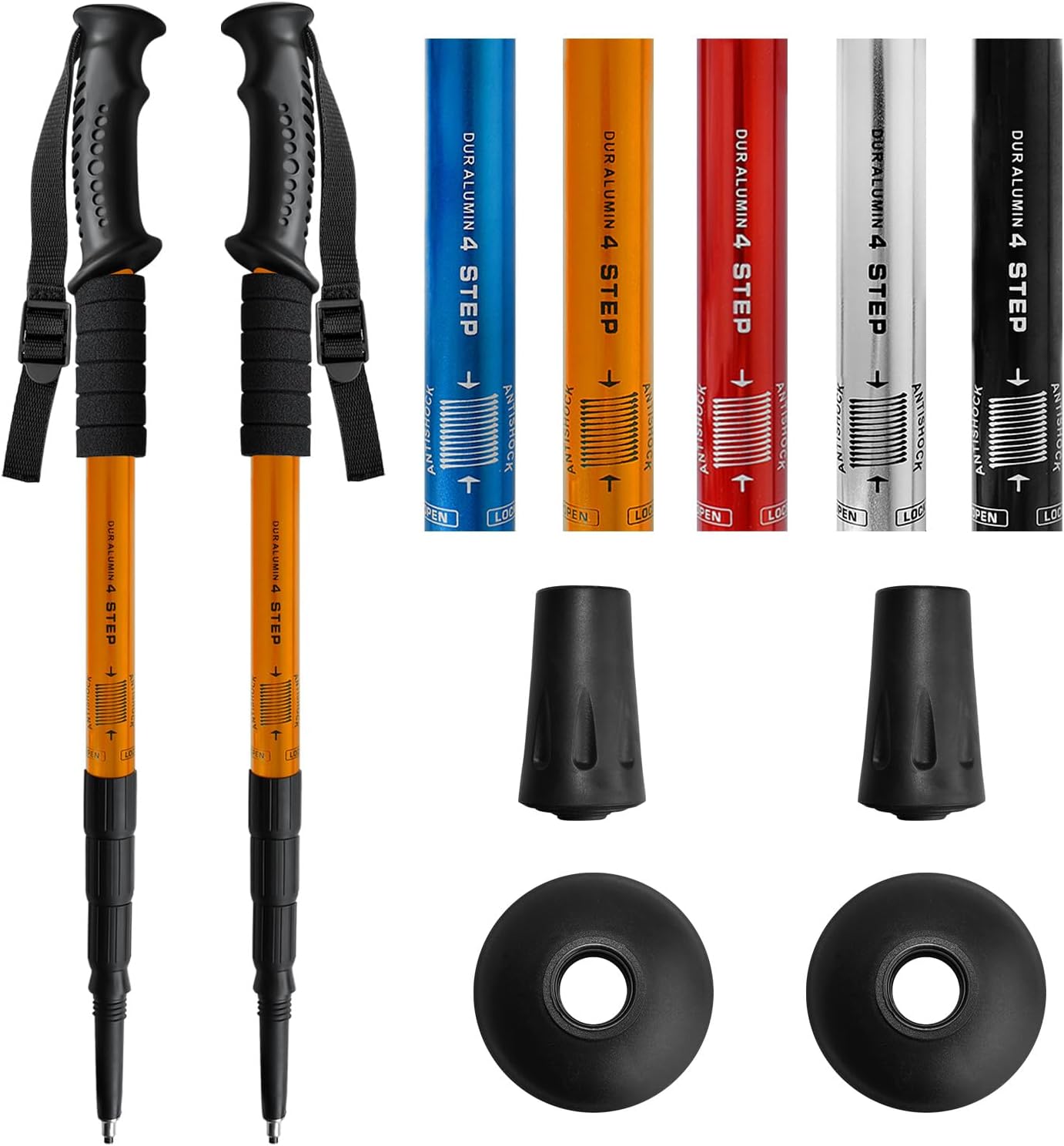2 pack hiking poles for junior, nordic walking pole hiking sticks lightweight collapsible & shock-absorbent aluminum with quick adjustable locks for youth & women