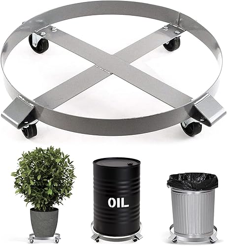 Tambor Dolly - Bote de basura de 55 galones, barril resistente de 1000 libras con ruedas giratorias, marco de acero, capacidad de carretilla de mano