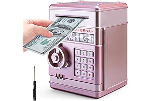 PhilaeEC Girls Safe Box Piggy Bank, Electronic ATM Cash Coin Bank with...