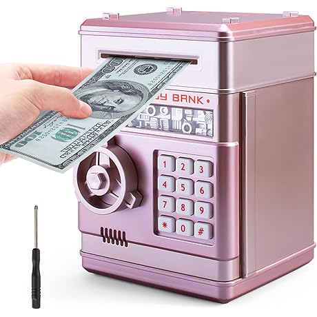 PhilaeEC Girls Safe Box Piggy Bank, Electronic ATM Cash Coin Bank with...