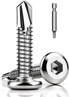 60 Stück Selbstschneidende Schrauben 410 Edelstahl 5.5x16mm Blechschrauben Selbstschneidend Flachkopf Bohrschrauben Innensechskantschrauben Edelstahlschrauben für Metall Holz Mit Innensechskantbohrer