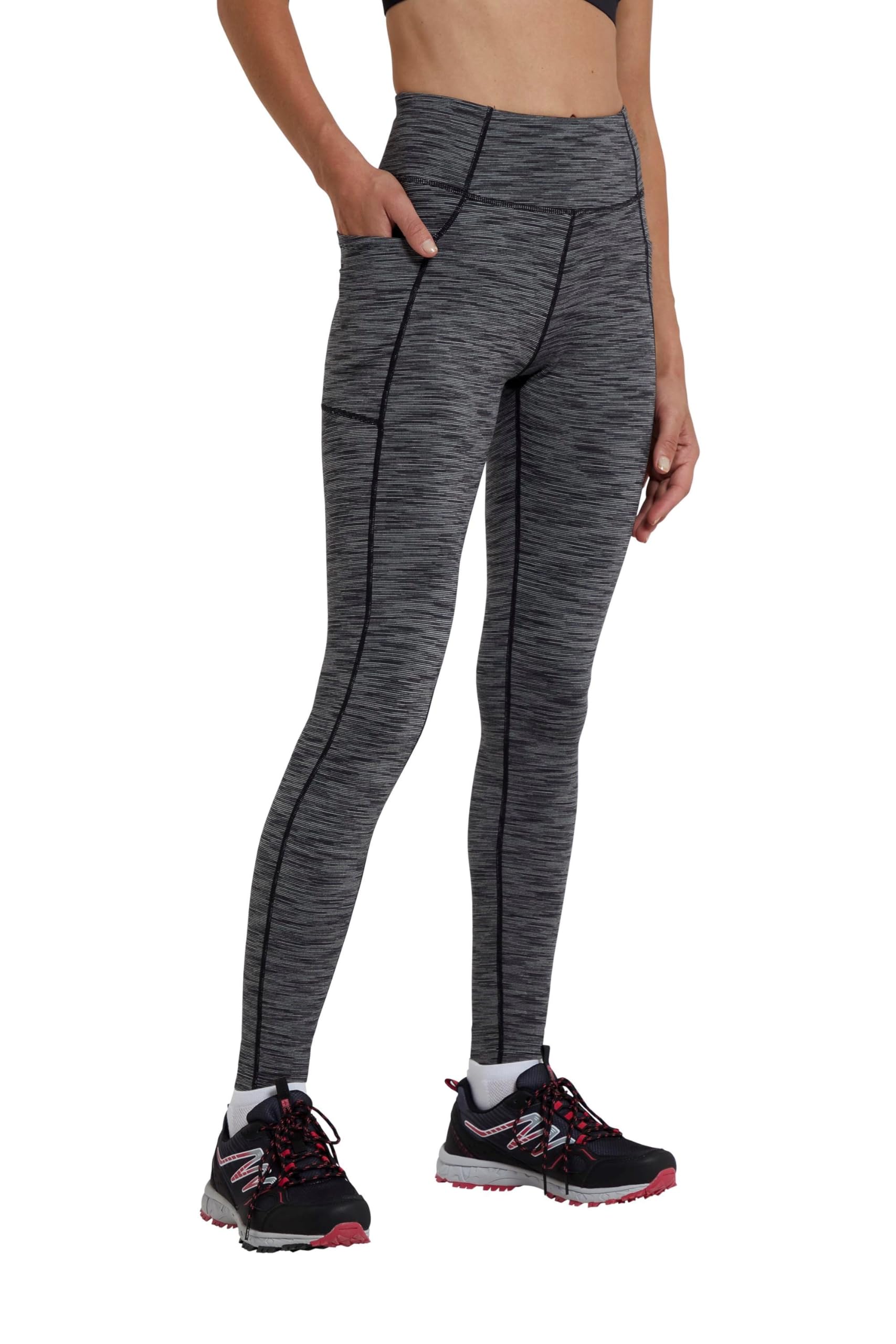 Mountain Warehouse Women's Breathe & Balance High Waisted Sport Leggings Pants in Black | Size: 18