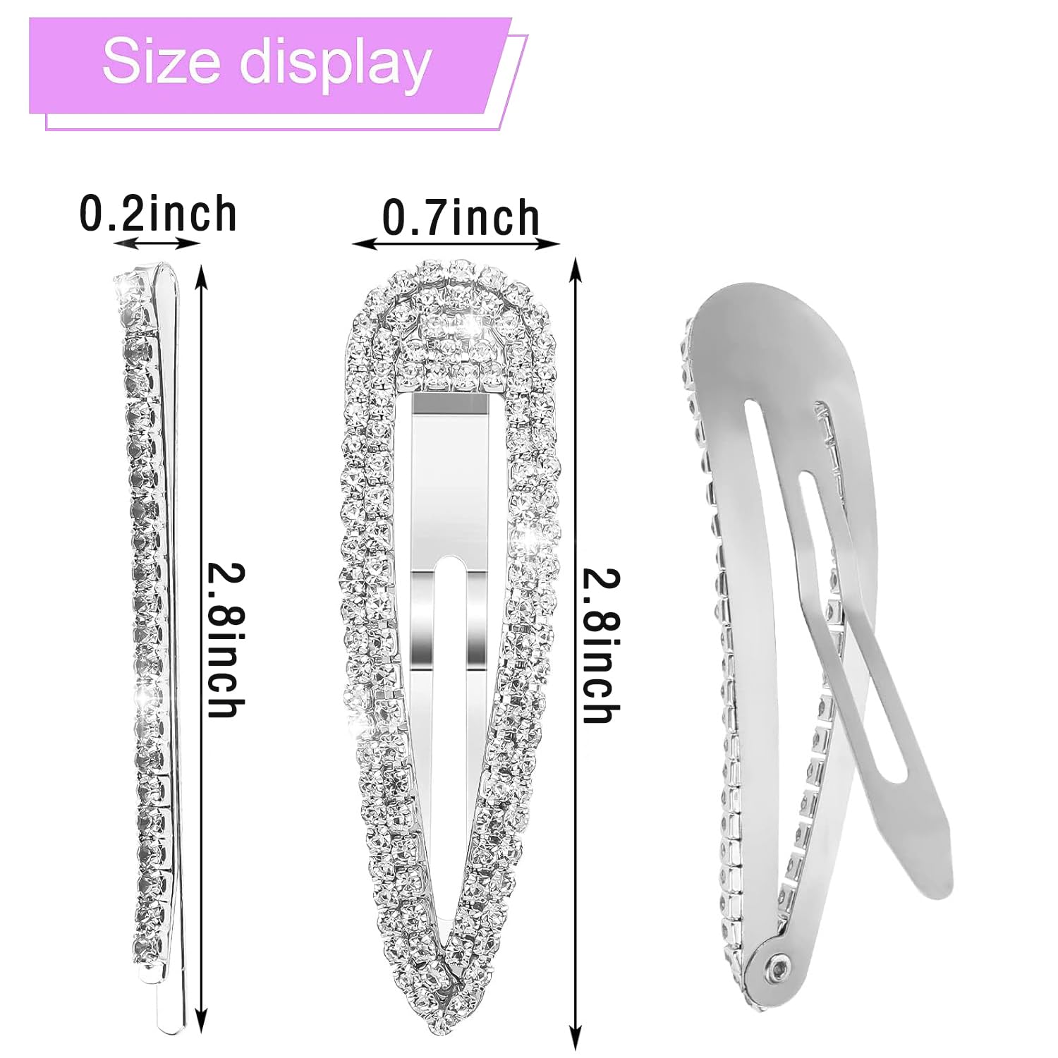 16Pcs Rhinestone Water Drop Crystal Snap Hair Clips for Girls Women Amazon.com : 16Pcs Rhinestone Water Drop Crystal Hair Clips  main image 2