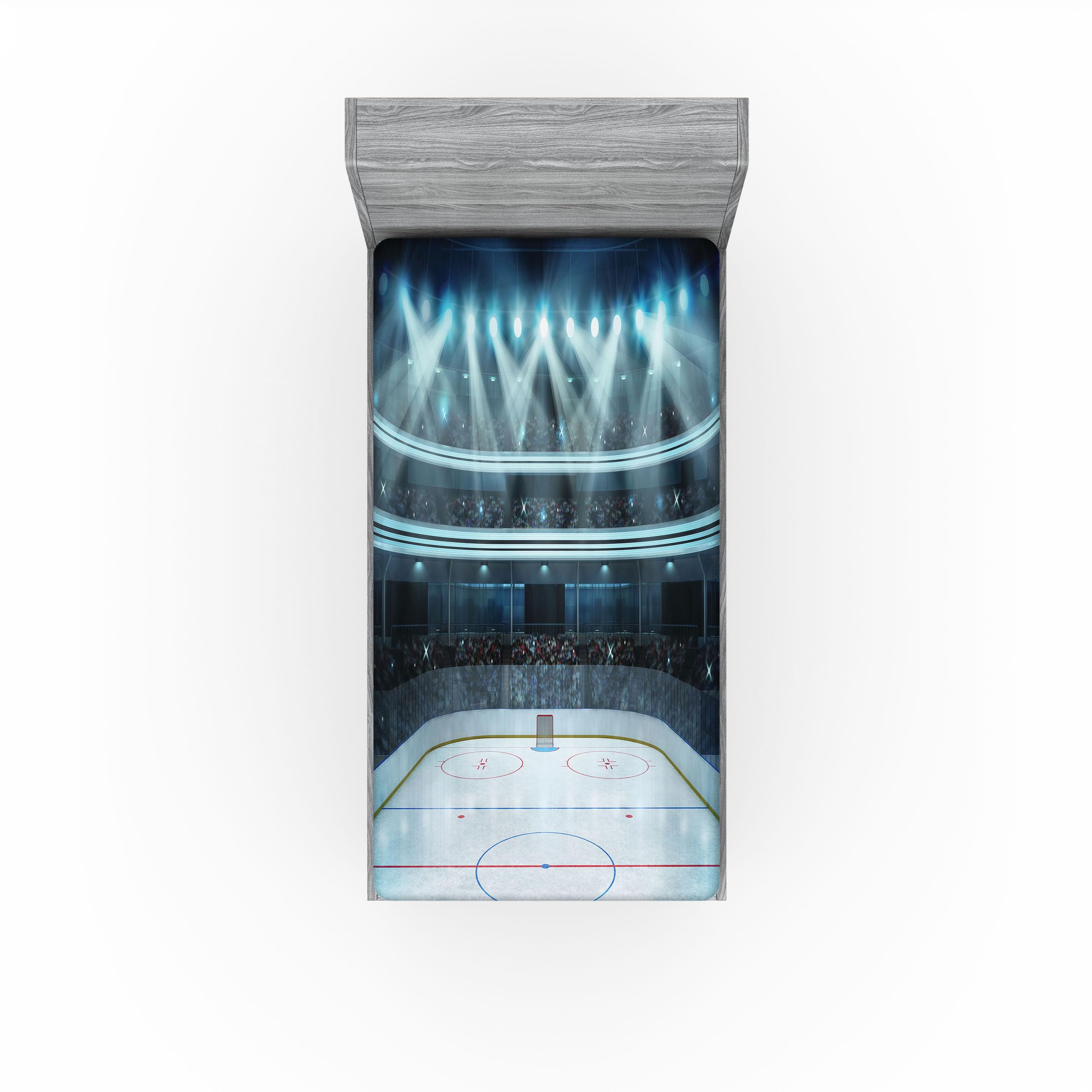 Ambesonne Hockey 2 Pack Fitted Sheet, Sport Arena Photo Fans, Bed Cover All-Round Elastic Deep Pockets 2 Pieces, Package Contains 2 Twin Size Fitted Sheets, Dark Blue