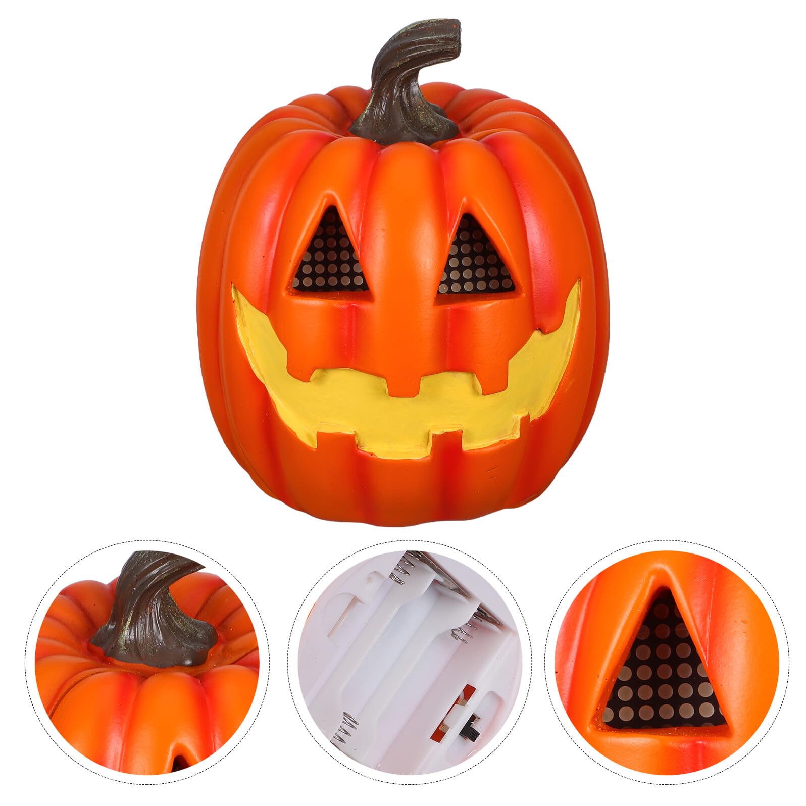 Halloween Kürbis Deko LED Laterne aus Robustem Harz Flammenloses Leuchten für Innen Außen Vielseitige Halloween Tisch Barbeleuchtung Stimmungsvolle Party deko mit Gruseligem