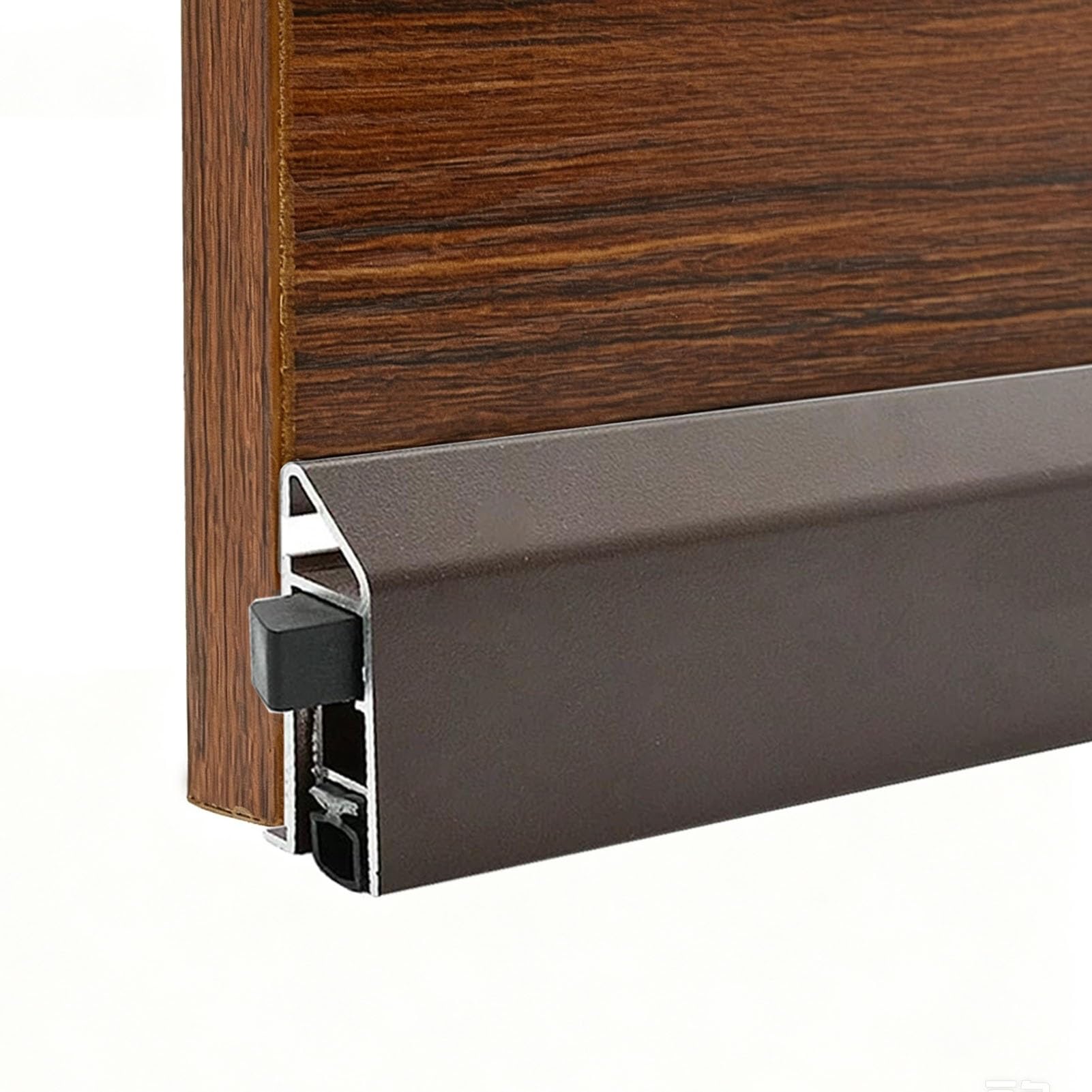 Burlete Automatico Puertas Tope de Corrientes para Puerta Autoajustable | Burlete Automático para Puerta de Montaje en Superficie, Sellador Mecánico de Aluminio para la Parte Inferior de la Puerta