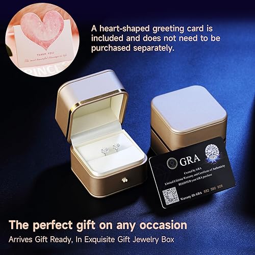 Miniatura 5 de Aretes para mujer, regalos para esposa y mamá, aretes de moissanita de 0.6 quilates y 3 quilates, regalo de joyería de aniversario para esposa,