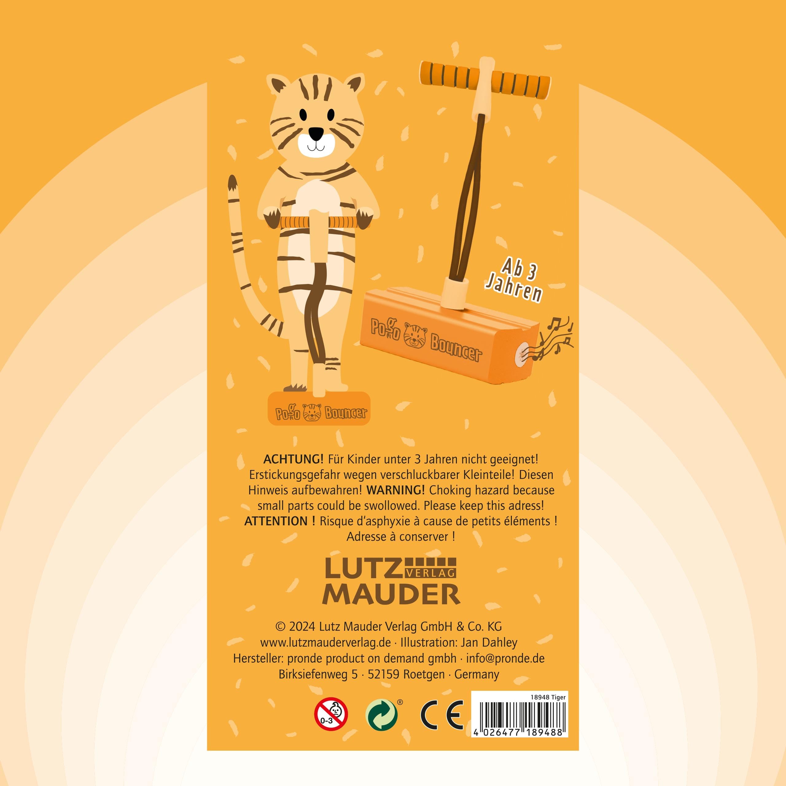 Lutz Mauder Pogo Stick Bouncer – Hopper – Indoor – Outdoor – Giocattolo TapirElla Tiger – Fun Jumper – Gioco per ragazze e ragazzi dai 3 agli 8 anni
