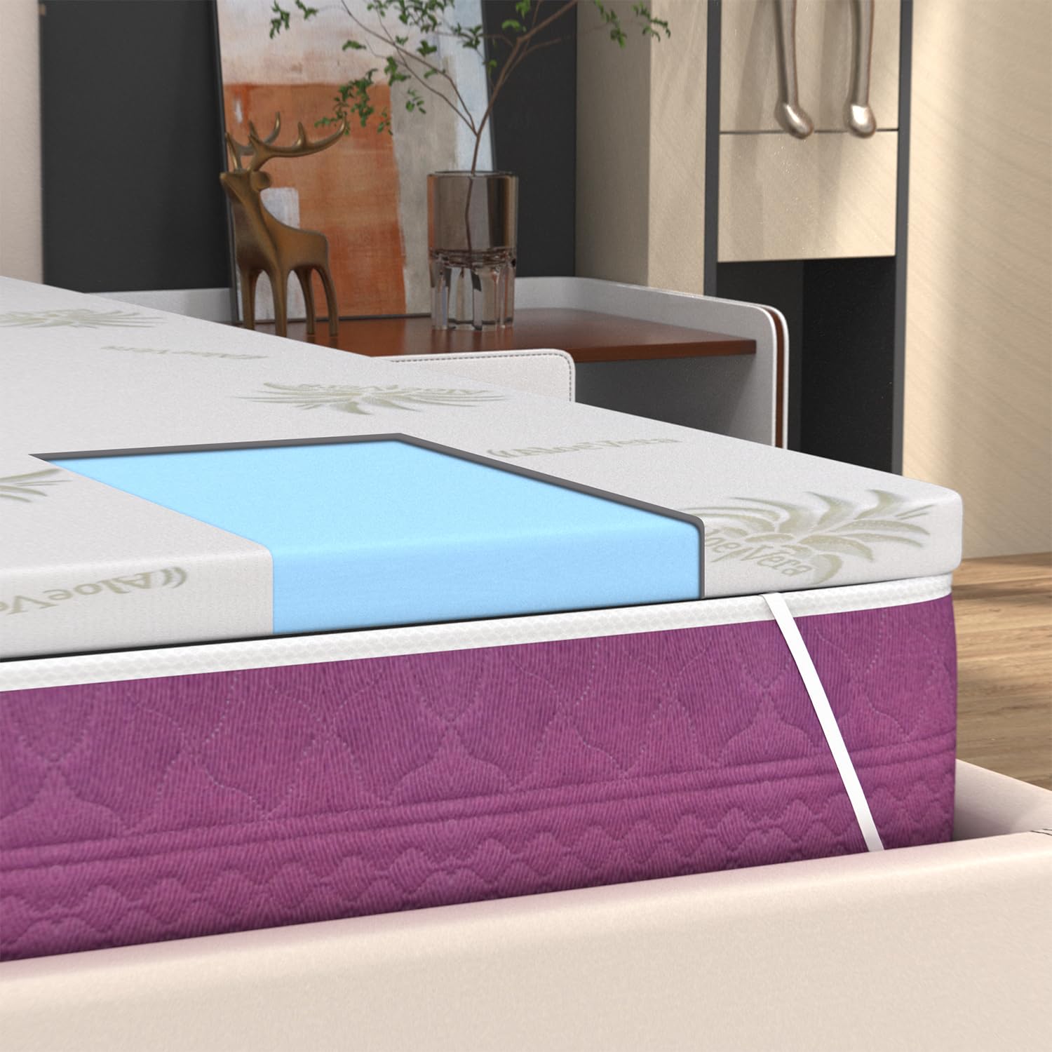 Topper 140x180 in Foam Alto 5 cm – Correttore per Divano Letto Sfoderabile con Rivestimento Aloe Vera, Traspirante e Ortopedico – Made in Italy – Coprimaterasso con 4 Angoli Elastici
