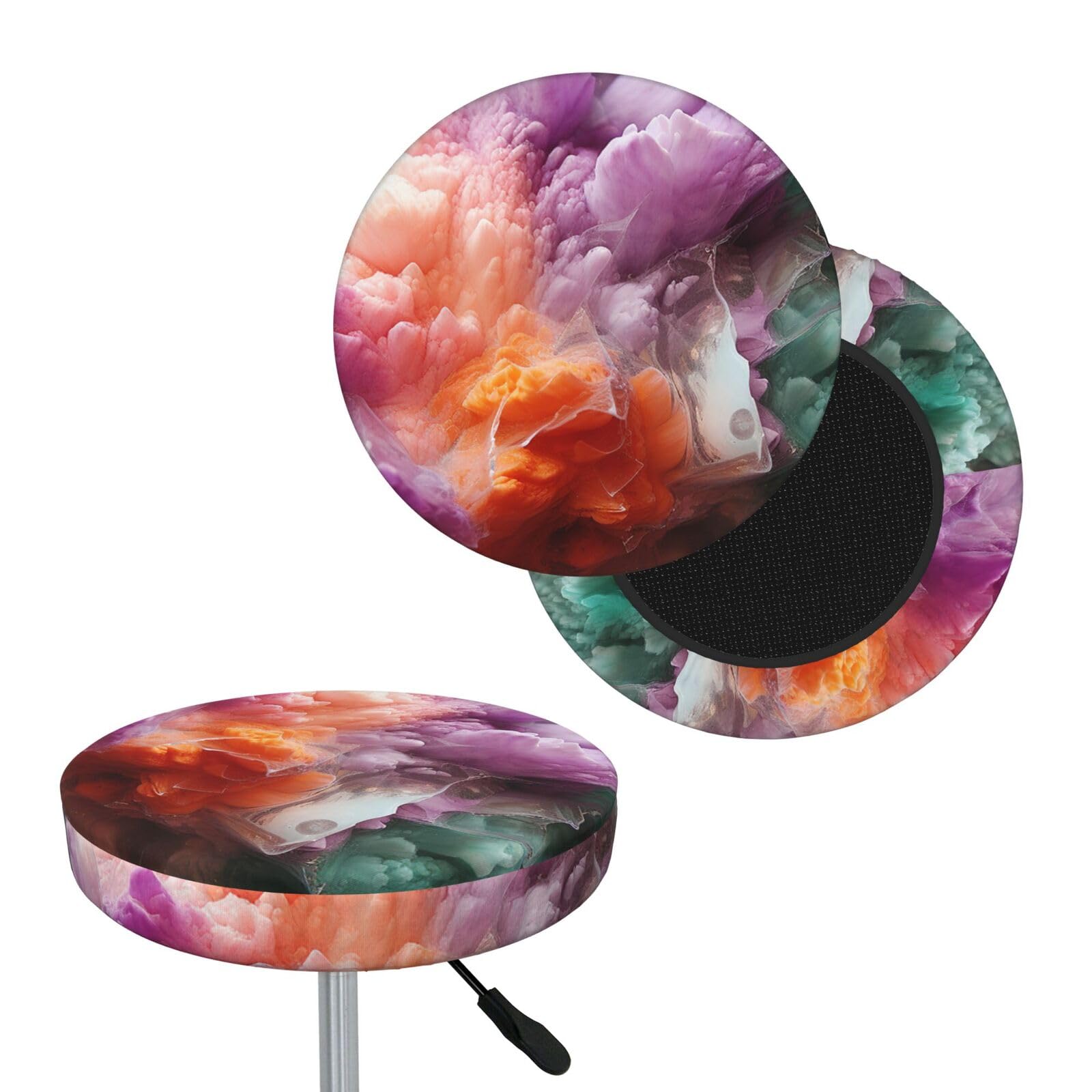 NONHAI Colorful Bar Stool Cover Round Elastic Stool Cushion Covers Dustproof Bar Chair Cover Washable Stool Cushion Slipcover Stretch Stool Seat Covers for 12-14 Inch Chair