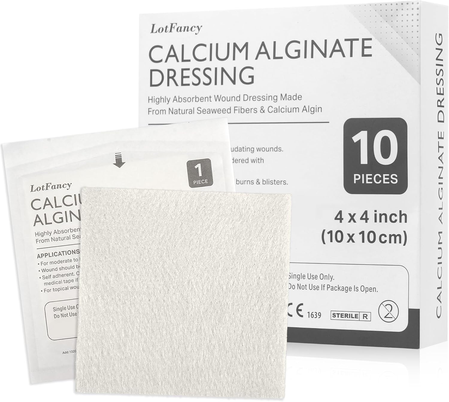 48 Gauze Bandage Roll and 10 Calcium Alginate Wound Dressing Pads
