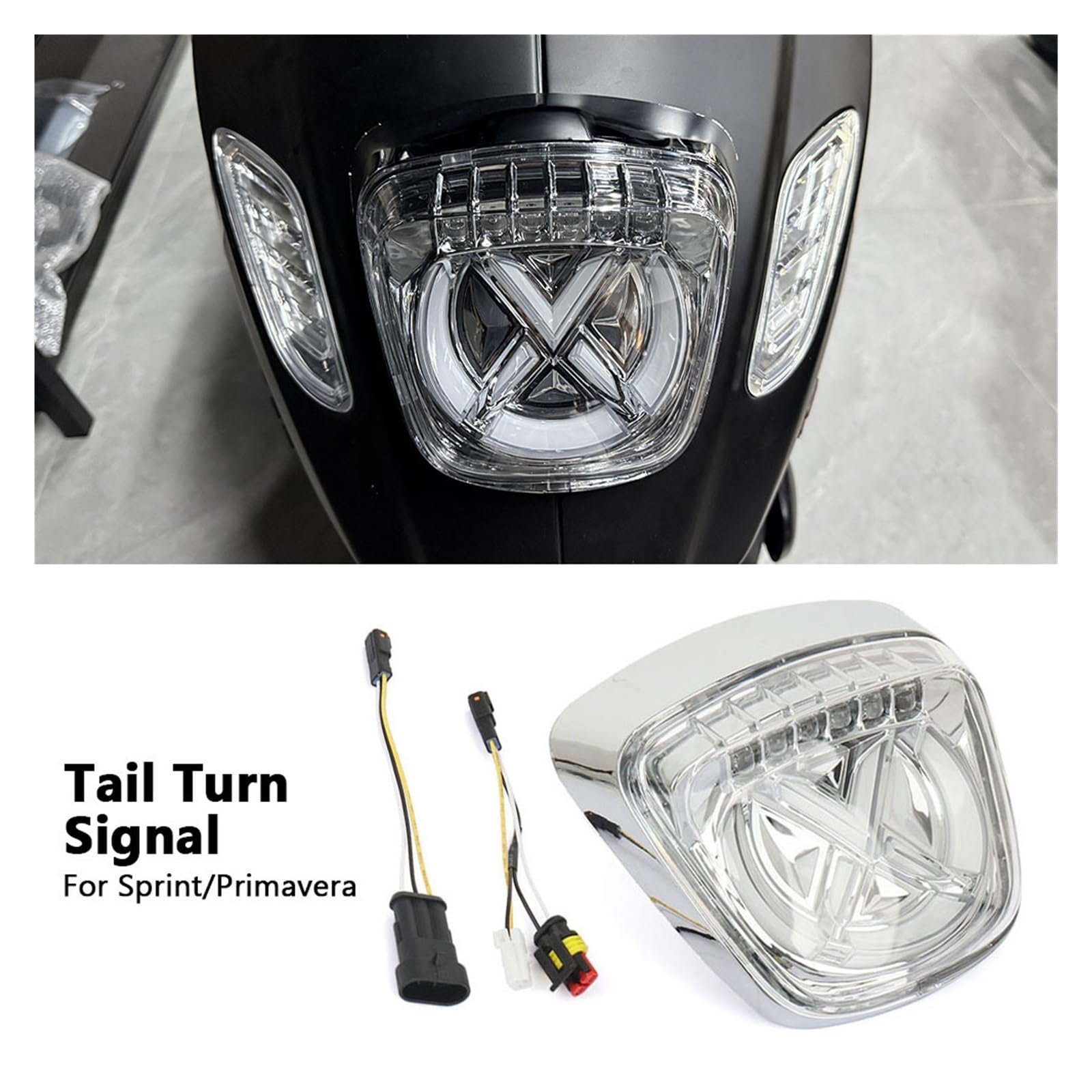 światło hamowania światło do motocykla Do Sprint 150 Primavera 150 | Tylne światło motocykla Lampa stopu Lampka kontrolna Migacz(Bright Black Red)