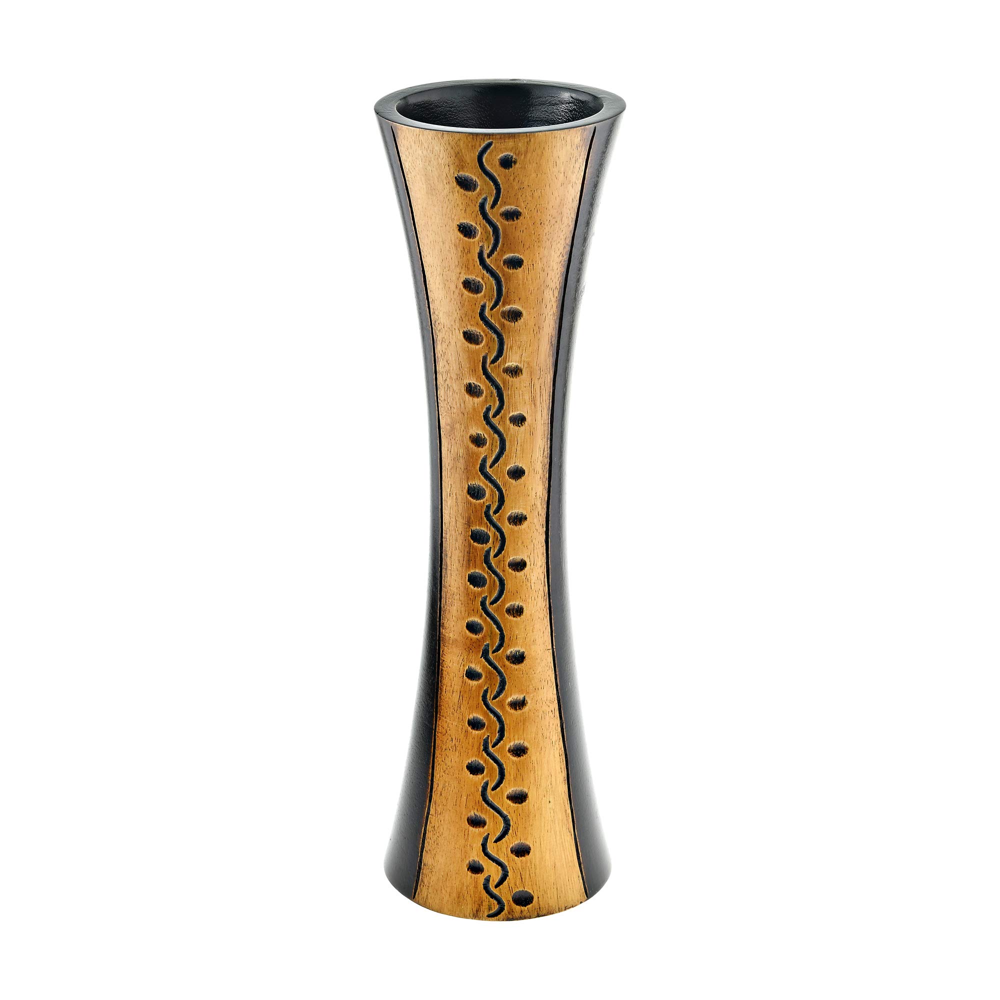 Buy AeraVida Vintage Polka Dots with Swirls Mango Tree Wood Flower Vase