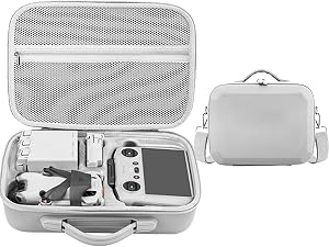 YUEMING Mini 4 Pro Étui Portable en Cuir PU Cas Voyage Espace de Rangement Sac de Transport pour Contrôleur de Drone DJI Mini 4 Pro et Autres Accessoires (Gris-Mini4 Pro)