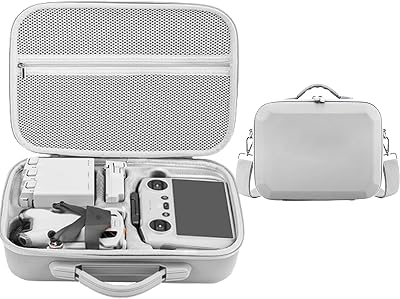 YUEMING Mini 4 Pro Étui Portable en Cuir PU Cas Voyage Espace de Rangement Sac de Transport pour Contrôleur de Drone DJI Mini 4 Pro et Autres Accessoires (Gris-Mini4 Pro)