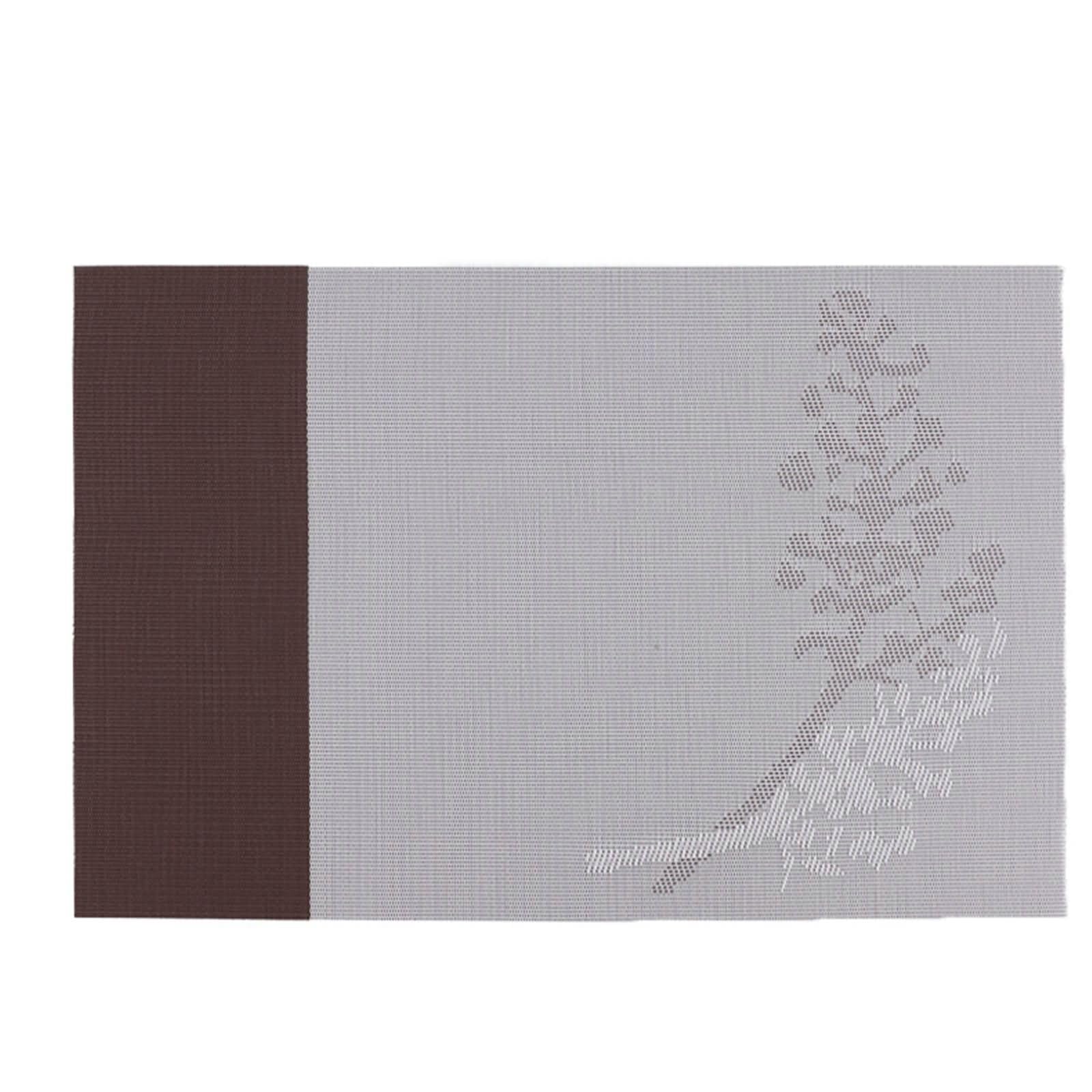 Platzsets Waschbar 10er Set, 45 x 30 cm Grau Rechteck Platzset Antirutsch 70% PVC+30% PET, Rechteck mit Blattmuster