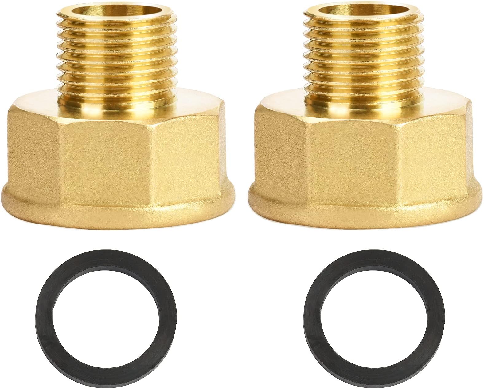 2 Stück Messing Reduzierverlängerung 3/4" AG X 1" IG - Gewindeadapter