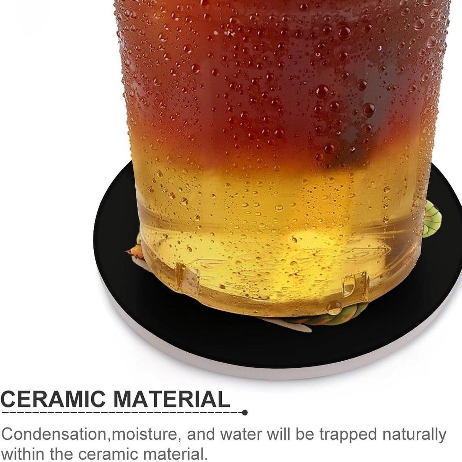 Very Hungry Caterpillar Coasters for Drink Round Ceramic Coaster with Cork Base Home Decorative 6PCS