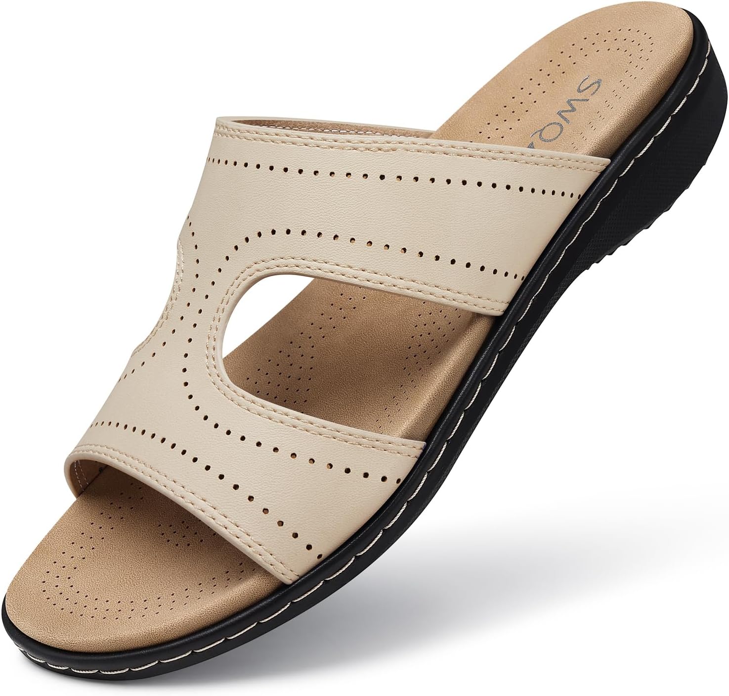 SWQZVT Women Flat Slides - Comfortable Arch Support