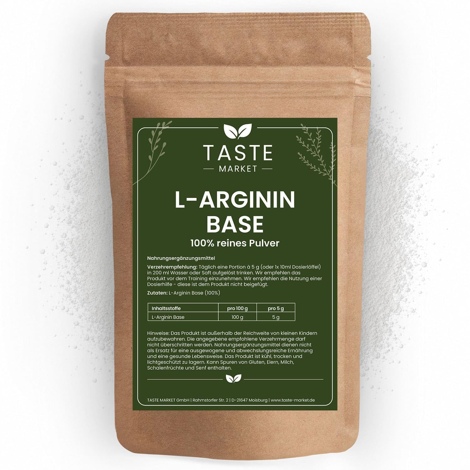 2 kg L-Arginin Pulver | 100% rein | Ohne Zusatzstoffe | nicht-essentielle Aminosäure