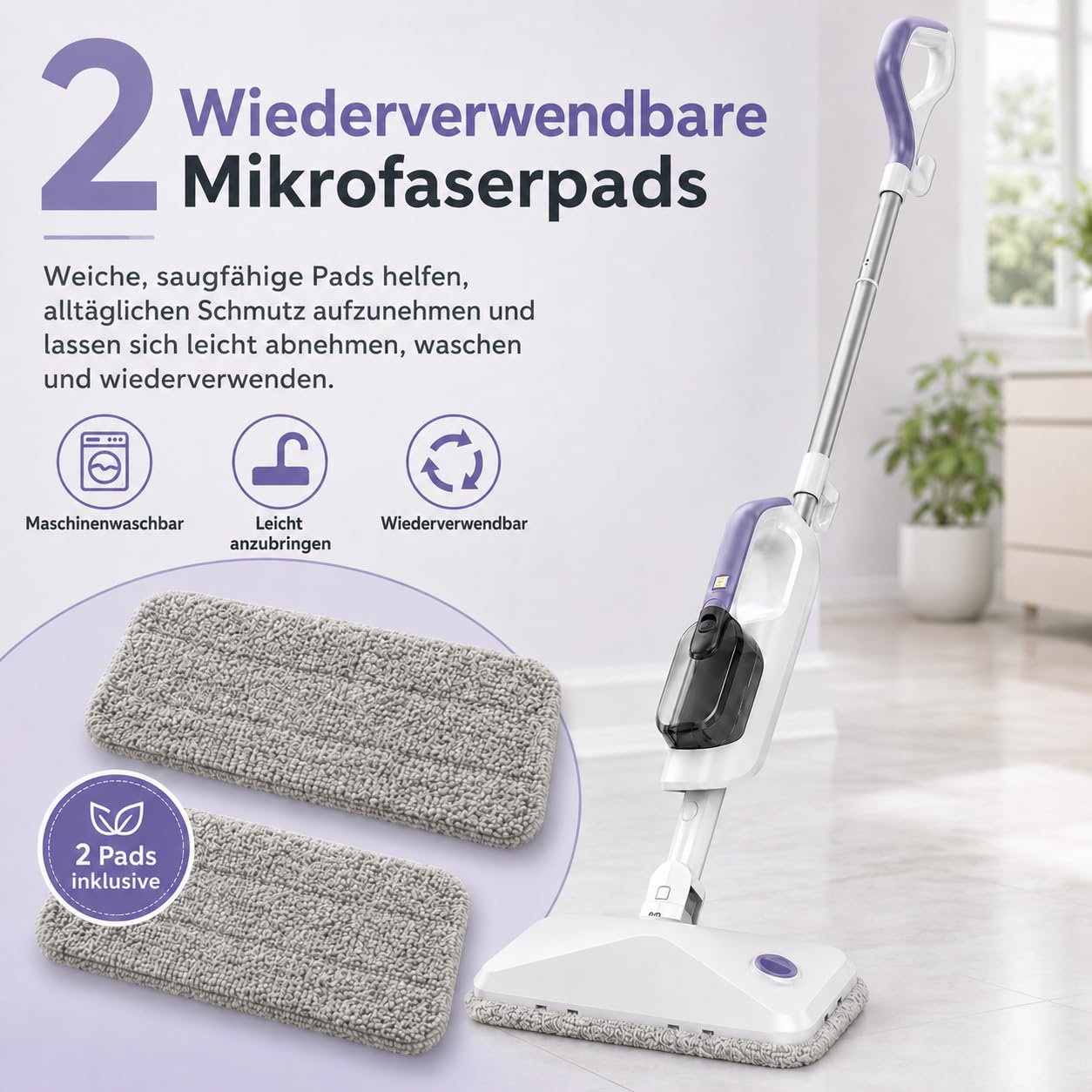 Dampfreiniger Handdampfreiniger, abnehmbar und multifunktional | 470 ml Wassertank, 3 Dampfstufen, Duftfach und 5 m Kabel, Standfunktion, für Fliesen, Laminat, Vinyl, Fenster, Polster & Auto