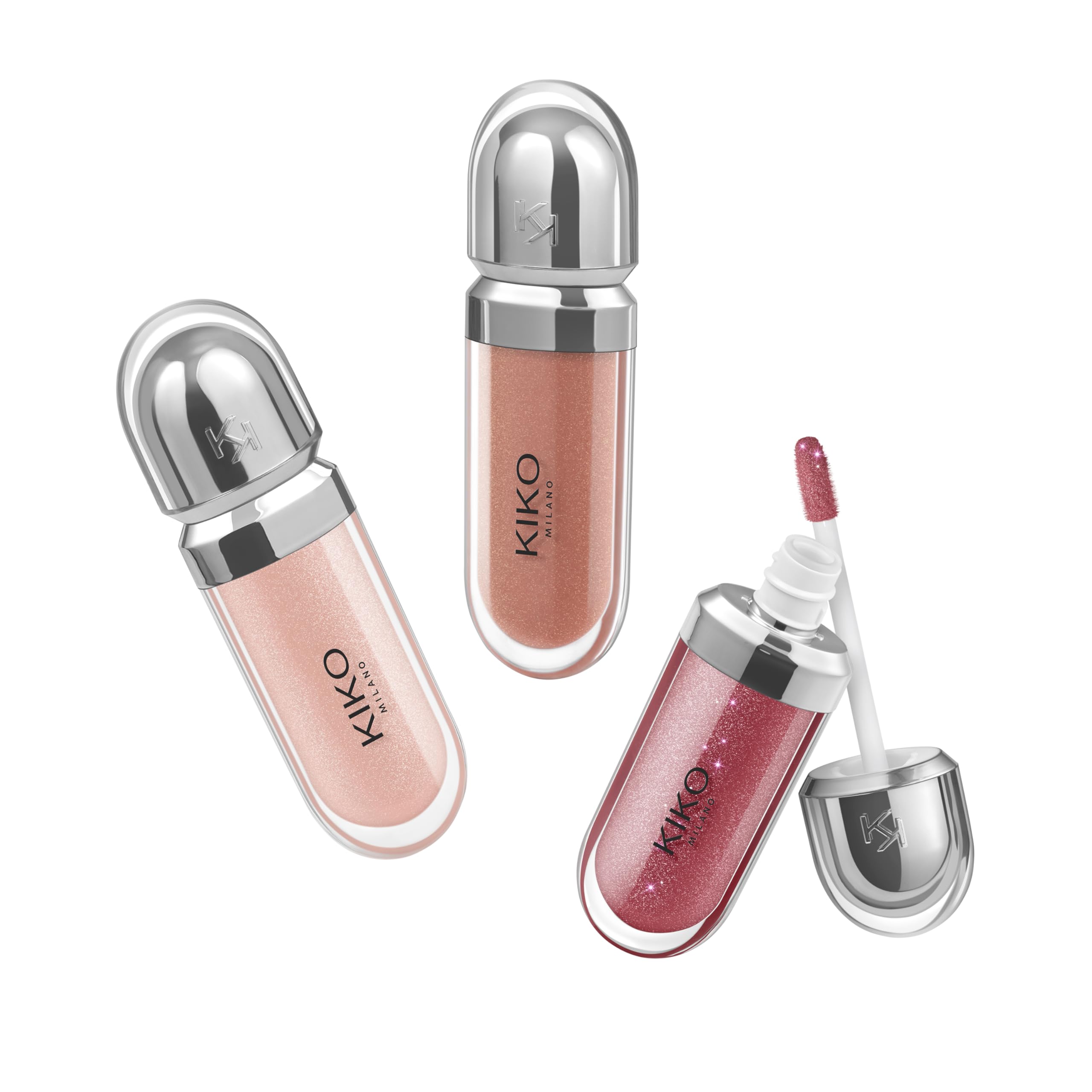 KIKO Milano Glossy Lip Set 03, Zestaw Do Ust: 3 Nawilżające Błyszczyki Do Ust Z Efektem Objętości 3D