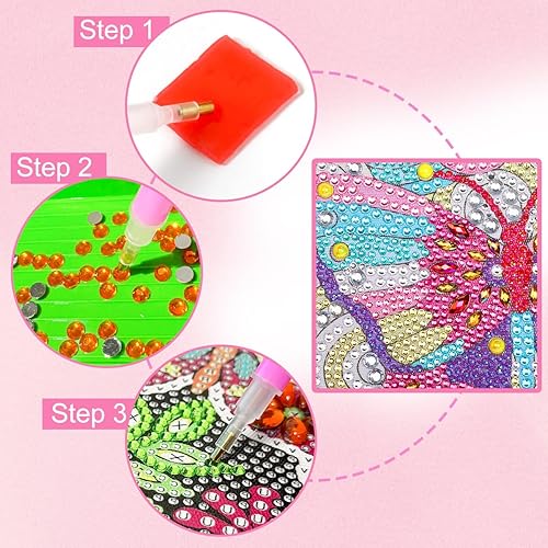Miniatura 4 de ZUYUSUT Kits de pintura artística de diamantes para niñas de 5 a 12 años, kits de arte y manualidades, kits de gemas por números con marco de madera
