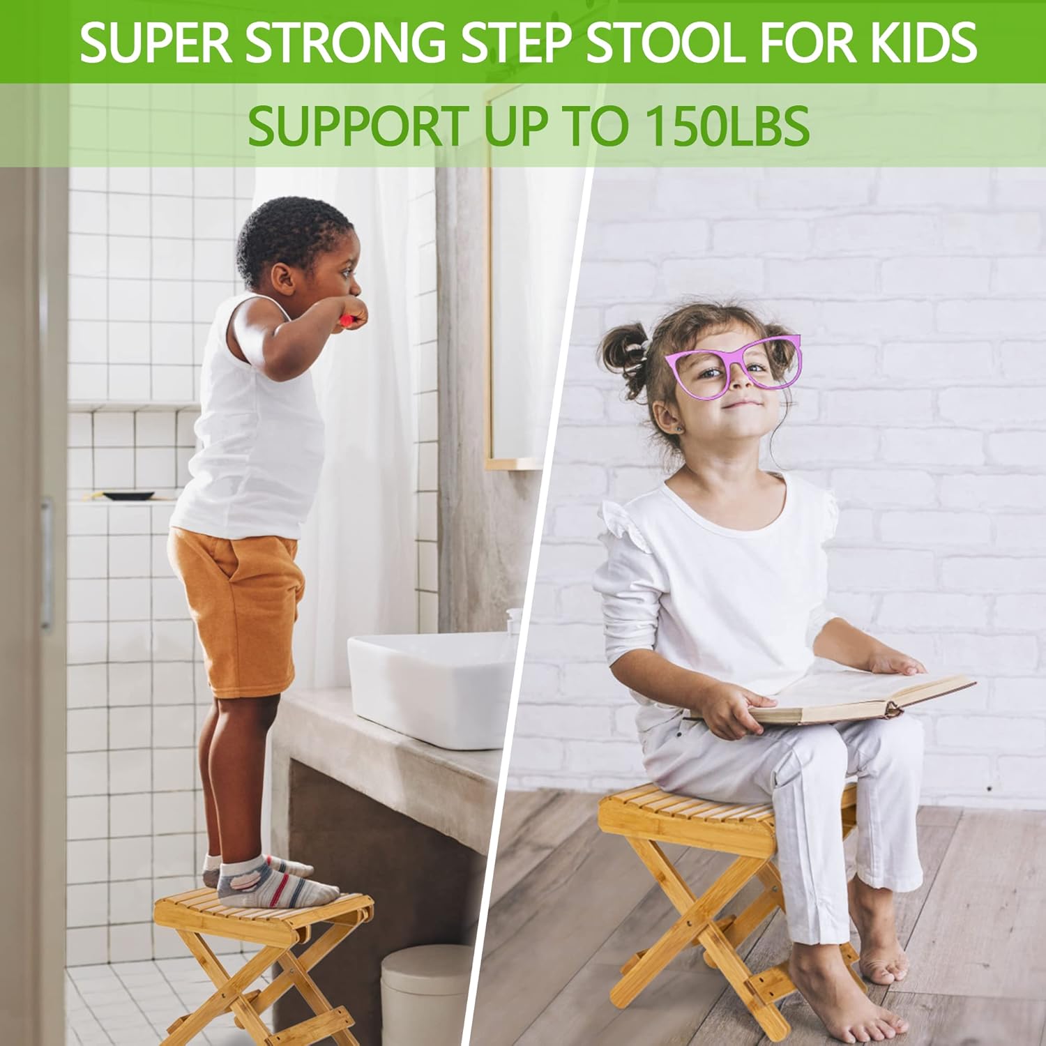 Get Popular Offer ETECHMART 12 Inch Folding Bamboo Step Stool for Shower, Leg Shaving and Foot Rest, Fully Assembled Wooden Spa Bath Chair for Adults Kids Disabled Women Elderly, Natural