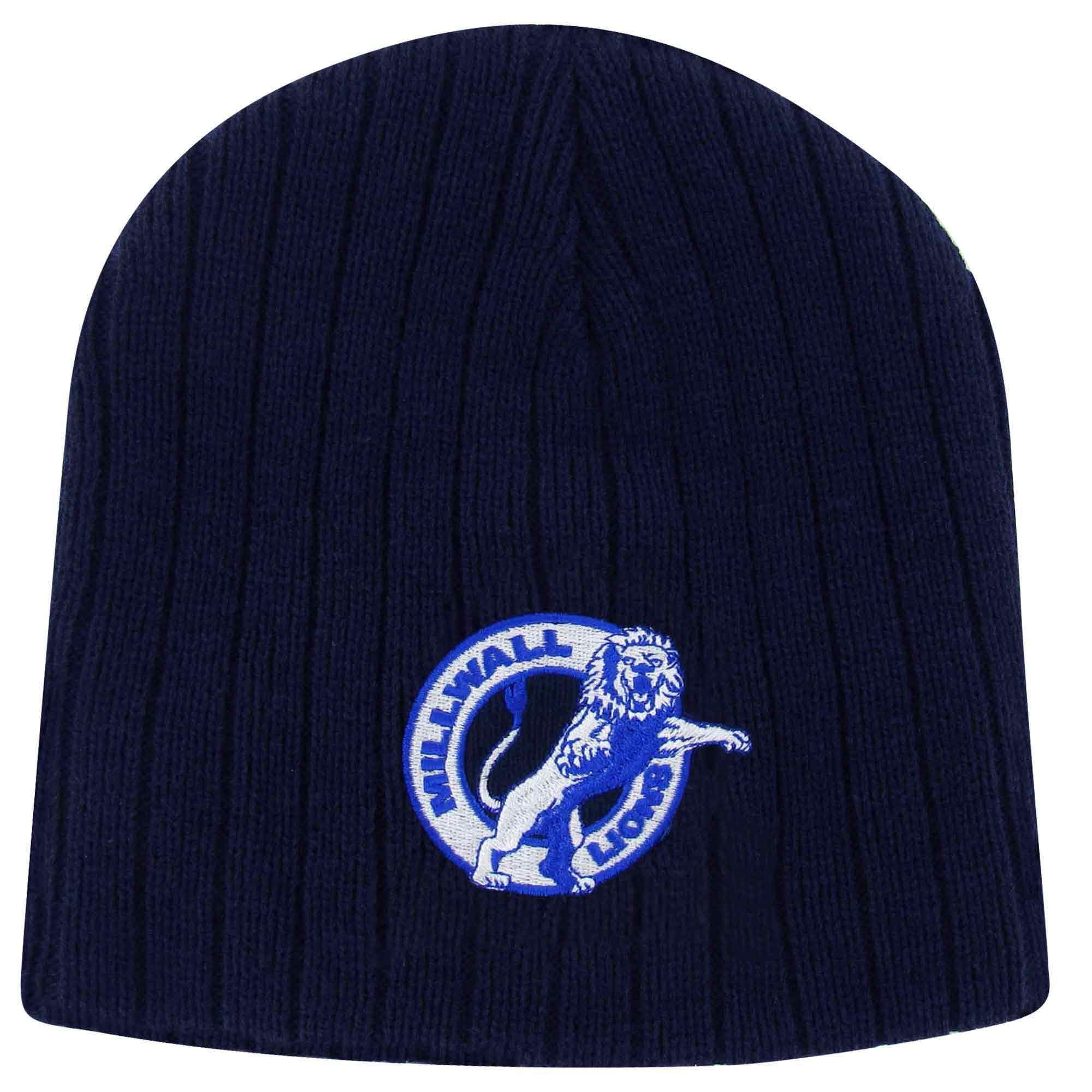 Millwall F.c. Men's Navy Blue Millwall Lions Embroidered Football Beanie Hat (100% Acrylic)