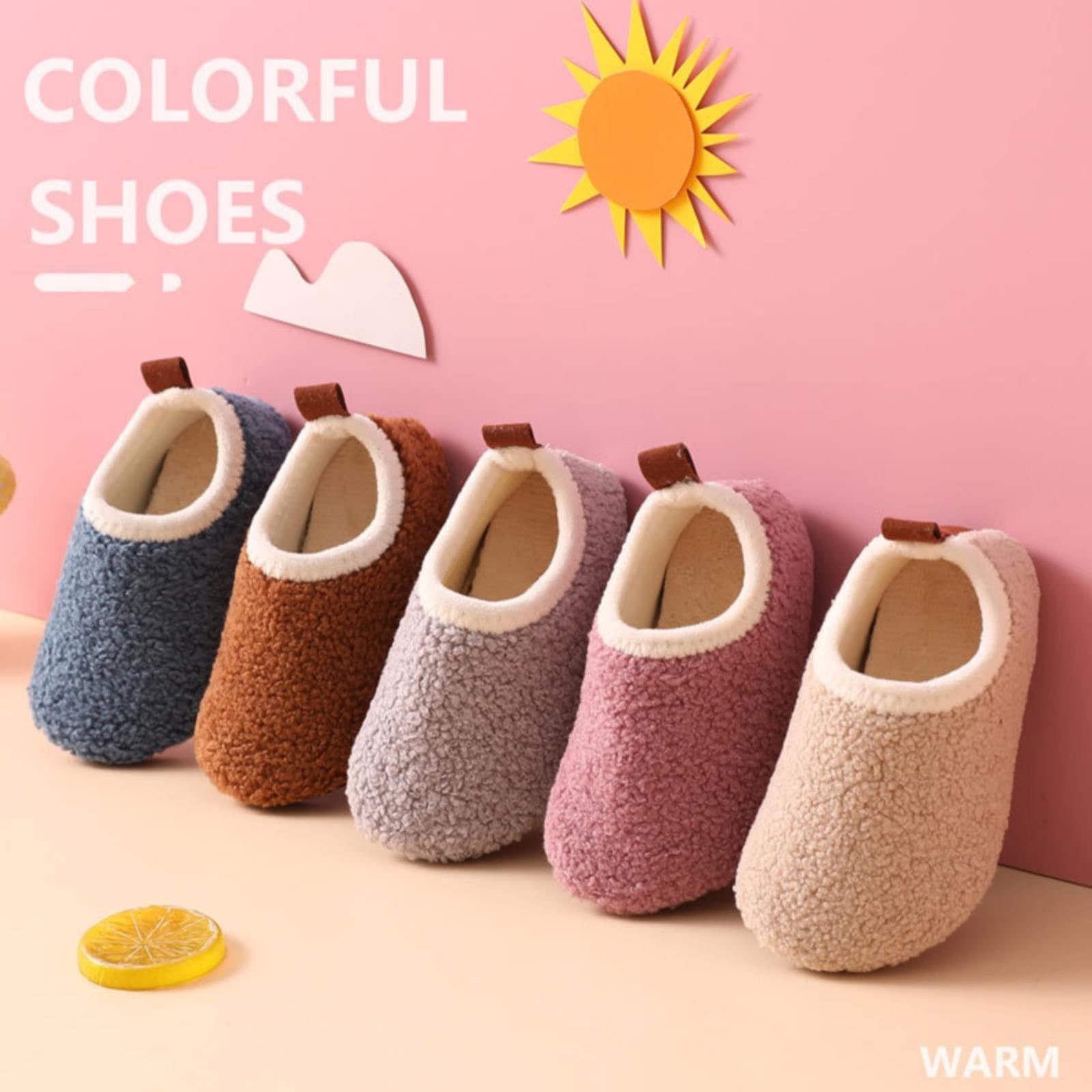 Kids Boys Girls Slippers House Booties Indoor Shoes Easy Fasten Non Slip Sole Slippers Girls Non Slip Shoes (Brown, 25)