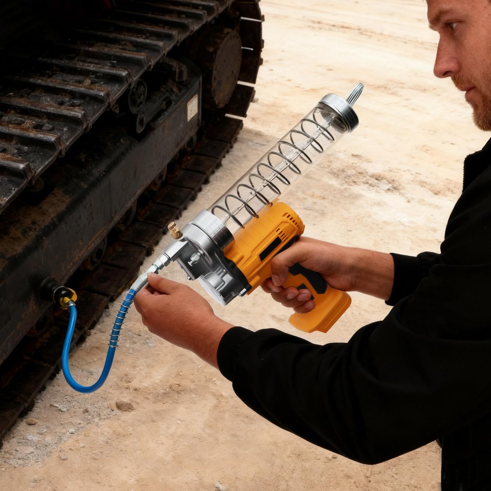 Sgrassatore senza fili giallo 900 ml, 8000 psi, portata 60 l, lubrificazione dei cuscinetti, ideale per manutenzione auto, trapani e macchine industriali