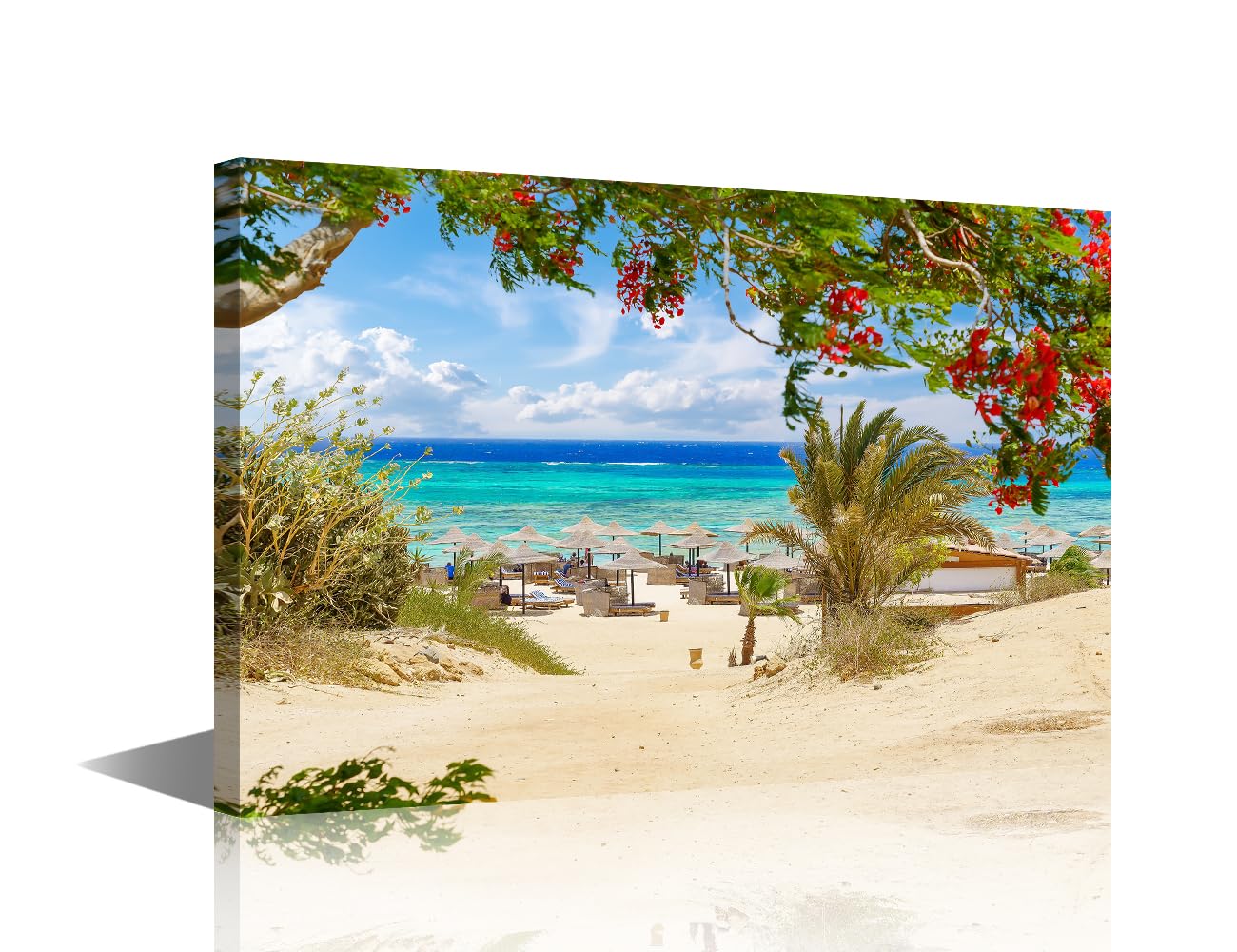 TISHIRON Beach Scene Wall Art for Bedroom Seascape Canvas Painting Red Sea Egypt Large Wall Art for Living Room Contemporary Home Decor 1 Panel Stretched on Wooden Frame, 12x8in โ image 1