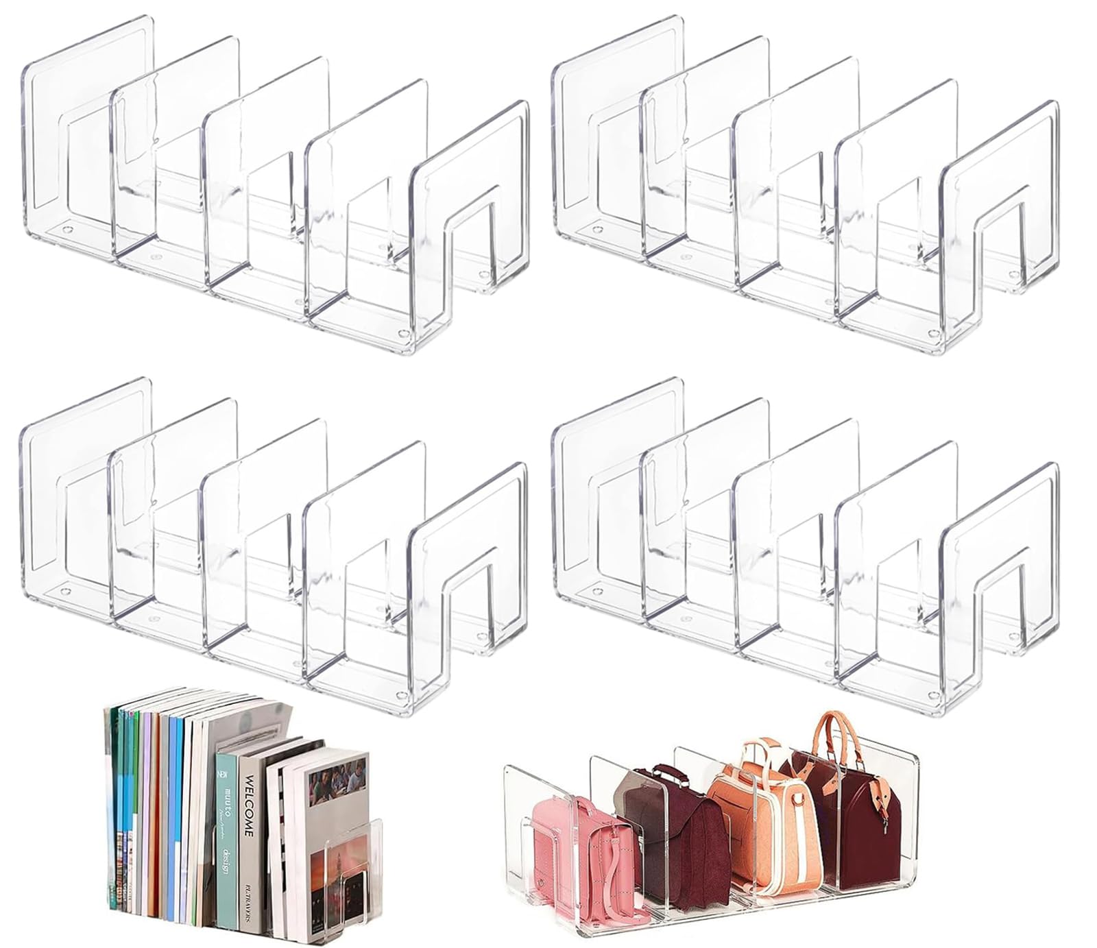 Rangement sac à main en plastique transparent pour organiser les étagères du dressing
