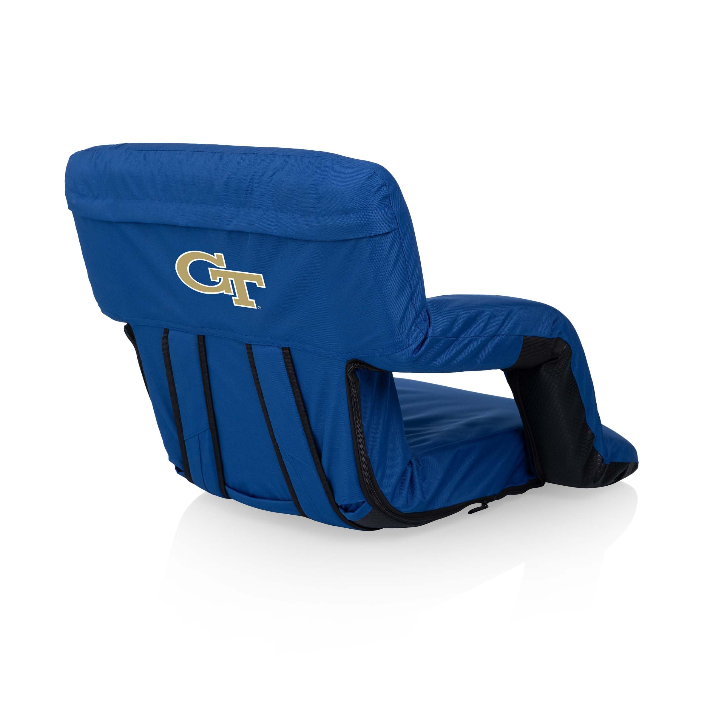 Picnic TIME NCAA Georgia Tech Yellow Jackets Ventura Stadium Seat for Bleachers with Back Support, Reclining Padded Bleacher Chair, Has 6 Positions &amp; Armrests, Wide Seat with Straps, (Navy Blue)