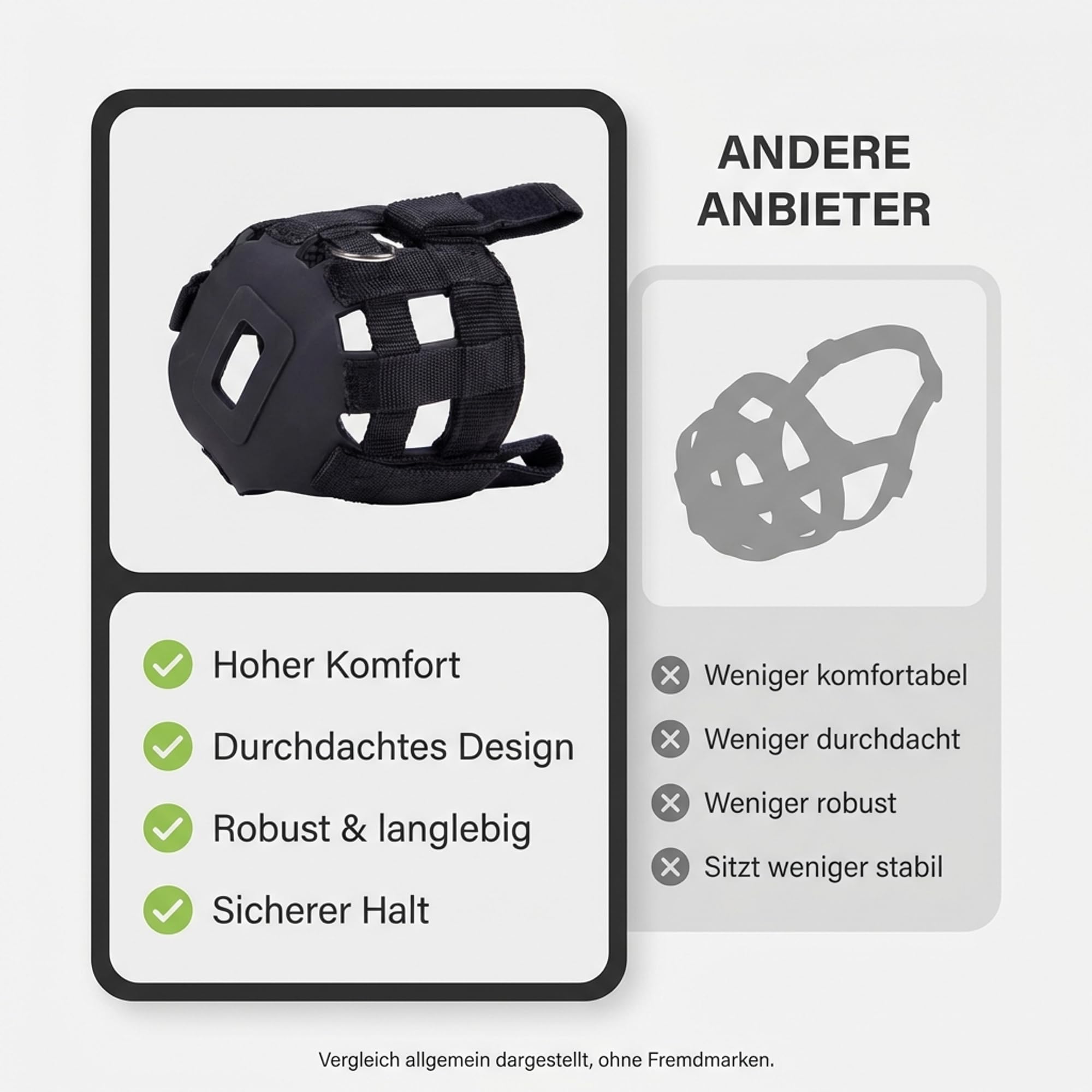ARBO-INOX Fressbremse Weidemaske – kontrollierte Grasaufnahme – Gummi und Polypropylen, Schwarz