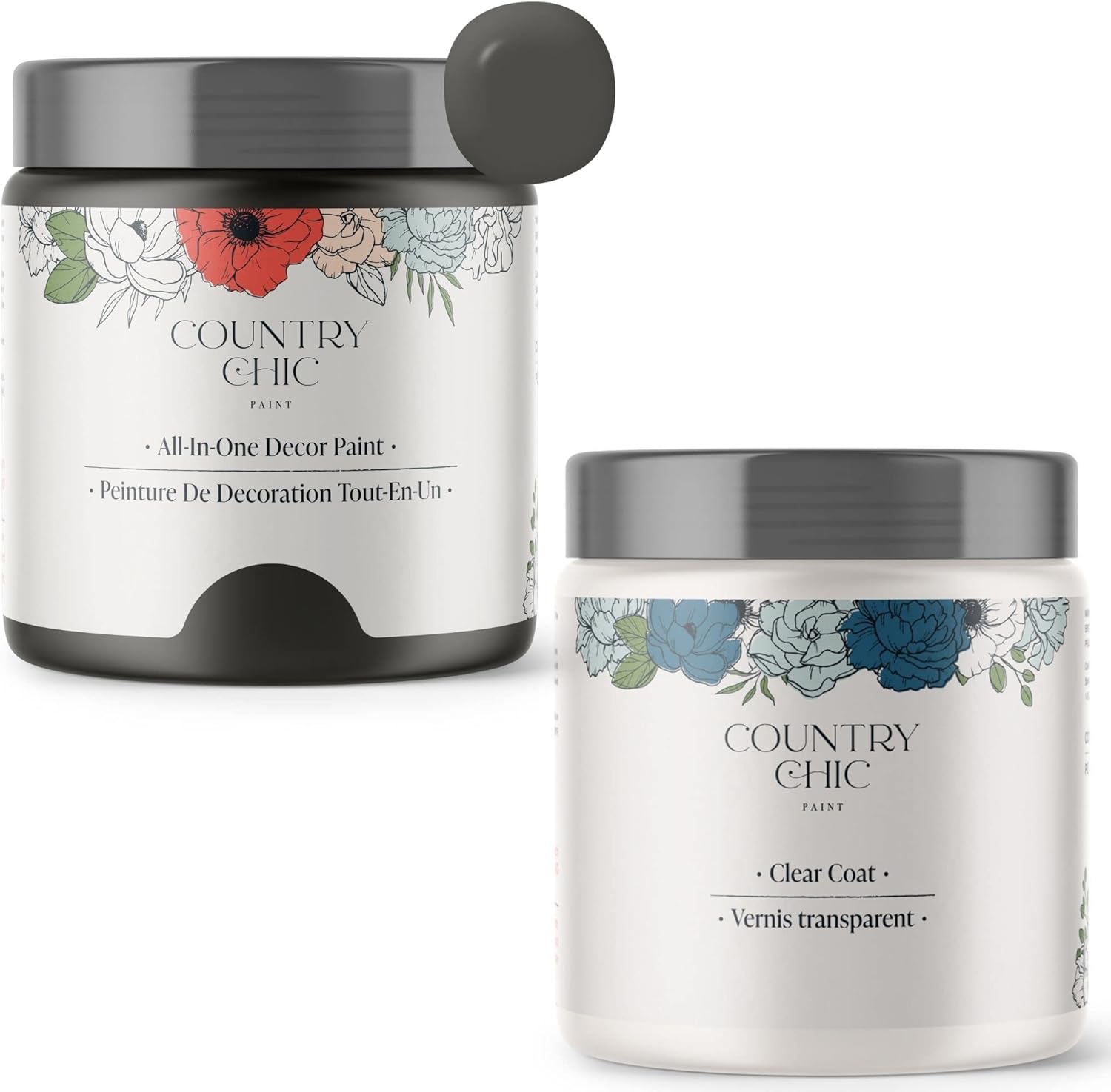 Chalk Style Paint + Clear Coat Bundle - for Furniture, Home Decor, Crafts (Color: Dark Roast [pint - 16 oz] - Dark Roast)