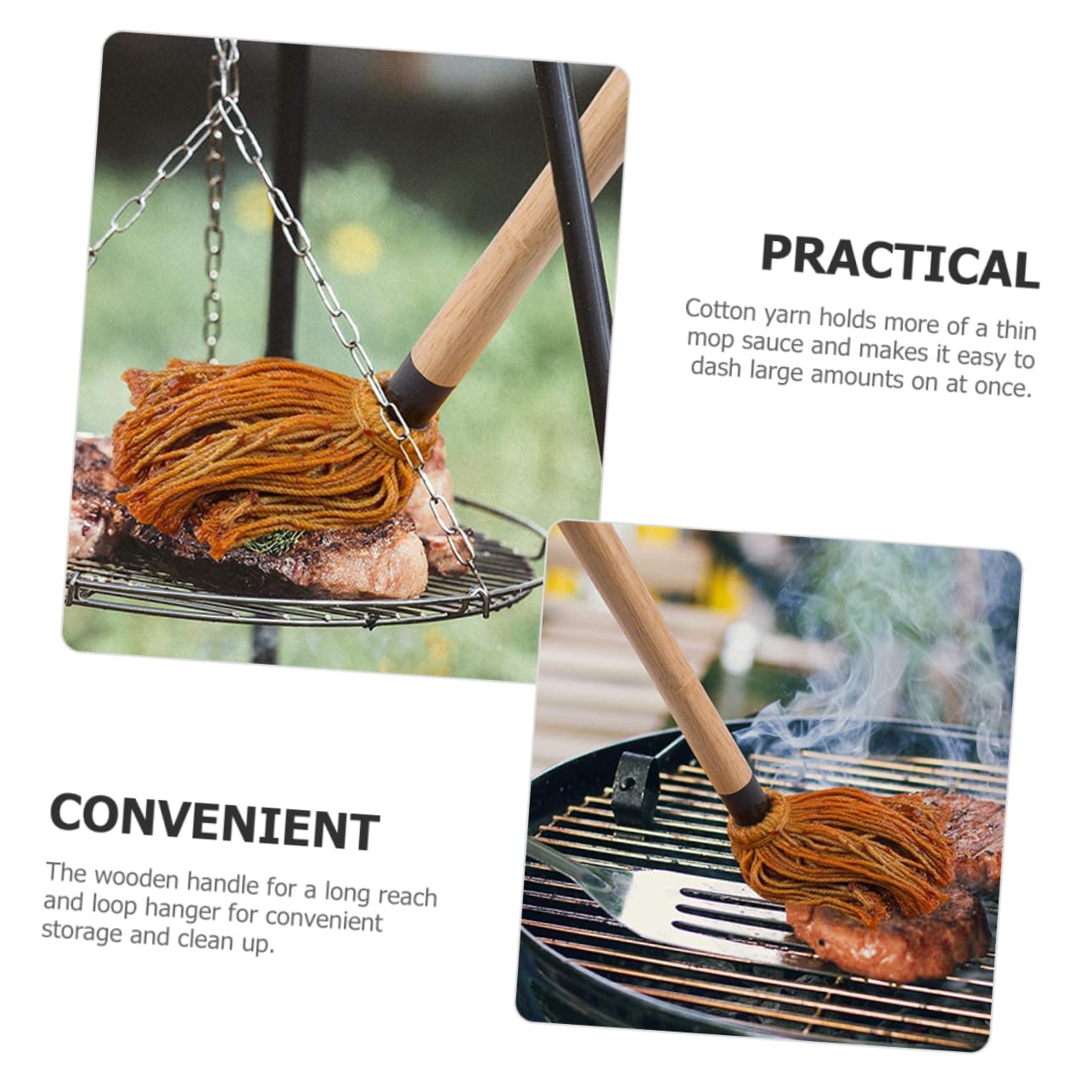 2pcs Bbq Basting Mop Brush Set for Grilling Sauce