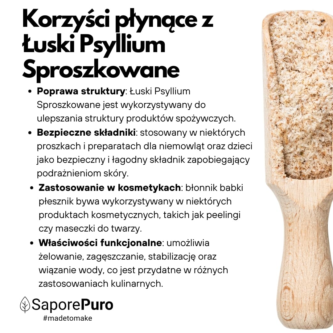 SaporePuro Luski psyllium 500 gr - Błonnik roślinny - 99% czystości - Bezglutenowy