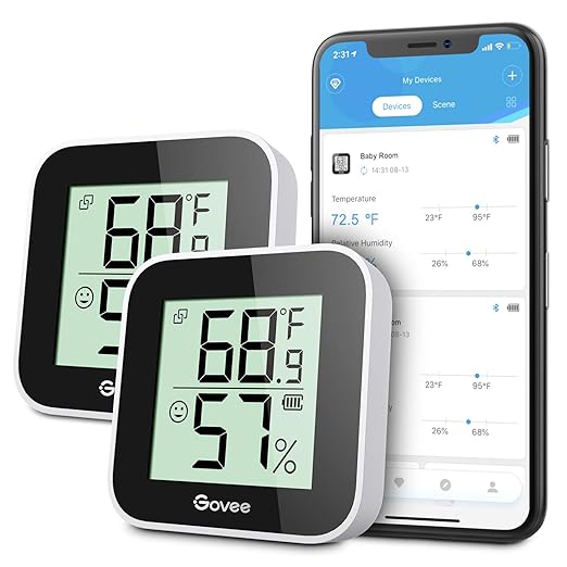 Govee Temperature Humidity Monitor 2Pack, Indoor Room Thermometer Hygrometer with