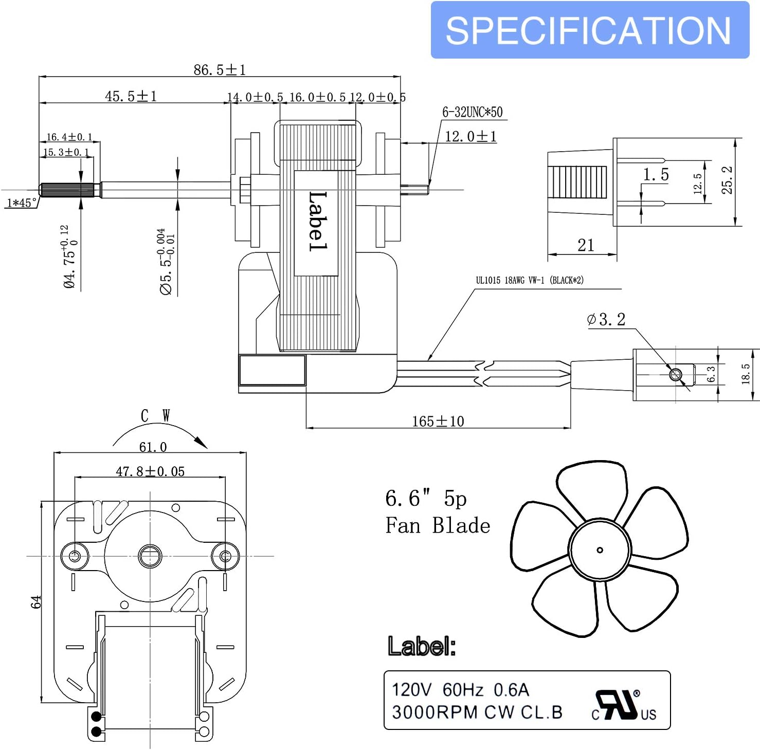 Bathroom Vent Fan Motor and Blower Wheel Replacement S1200A000 Electric Motors Kit Compatible with Nutone Broan 3000 RPM 120V - - 