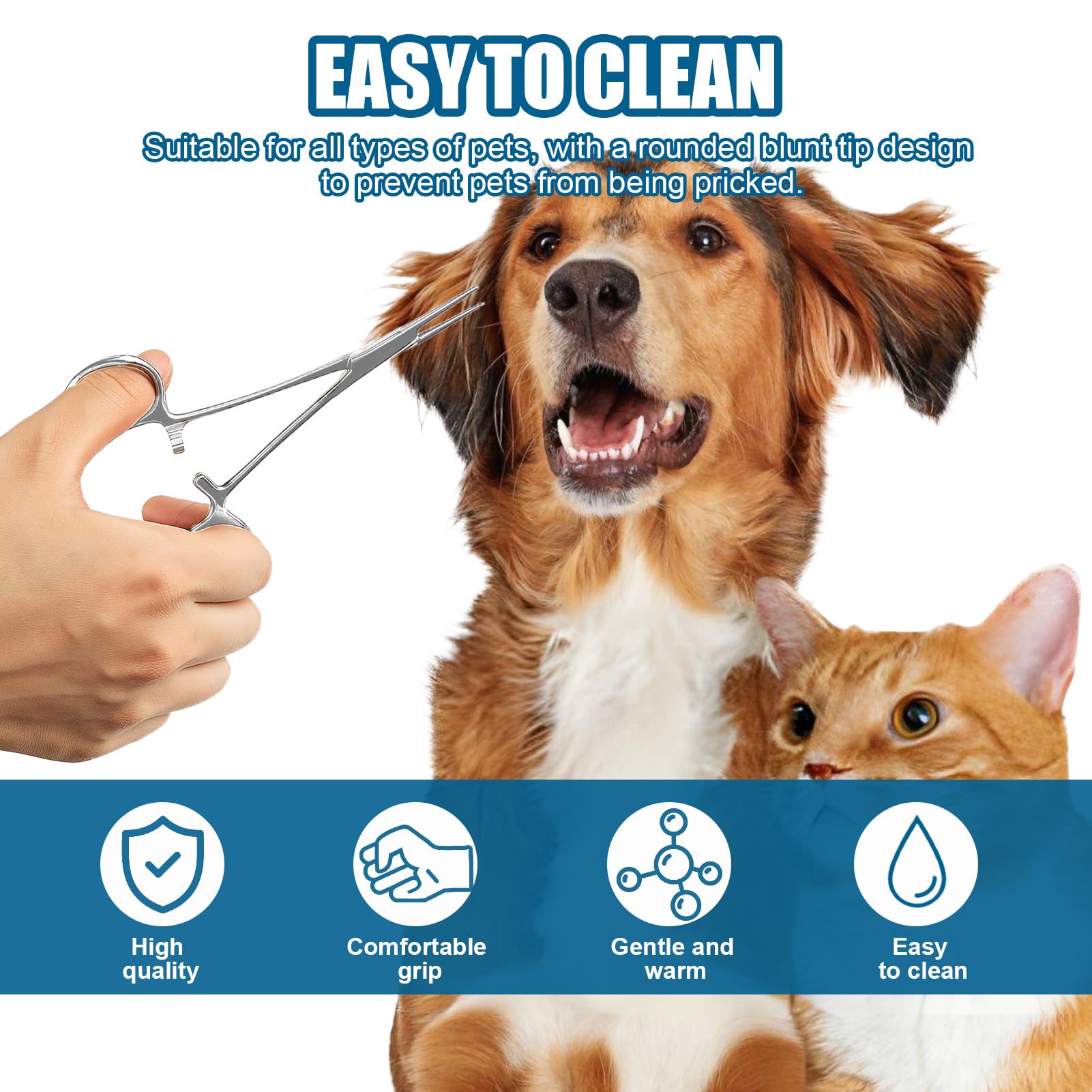 Pinzas para Perforar de Bloqueo 12,5cm Acero Inoxidable Mandíbulas Serratas para Cuidado de Mascotas Pesca Manualidades Recto