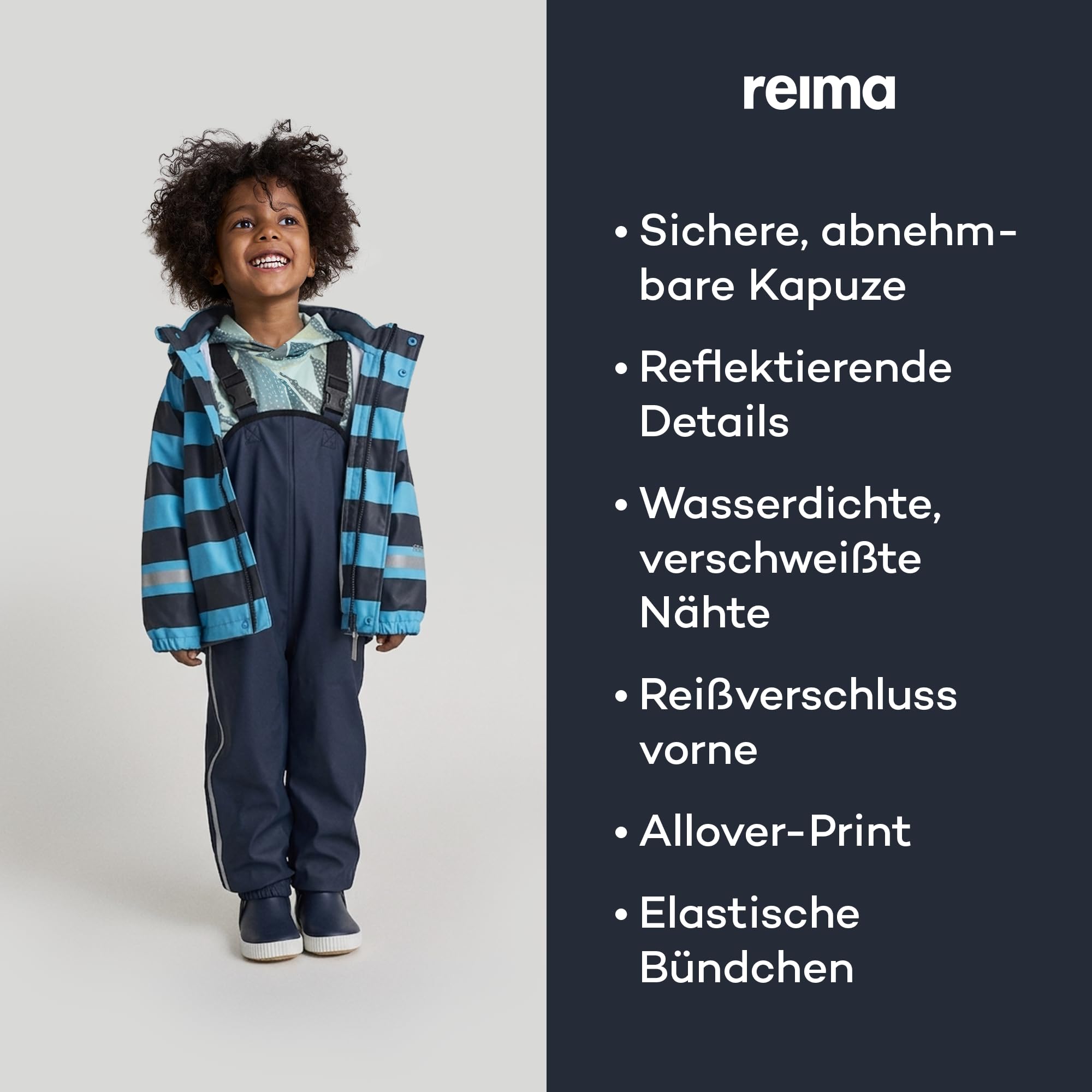 Reima - Vesi Regenjacke für Kinder - Wasserdichte Regenjacke für Jungen und Mädchen mit verschweißten Nähten, abnehmbarer Kapuze und reflektierenden Details