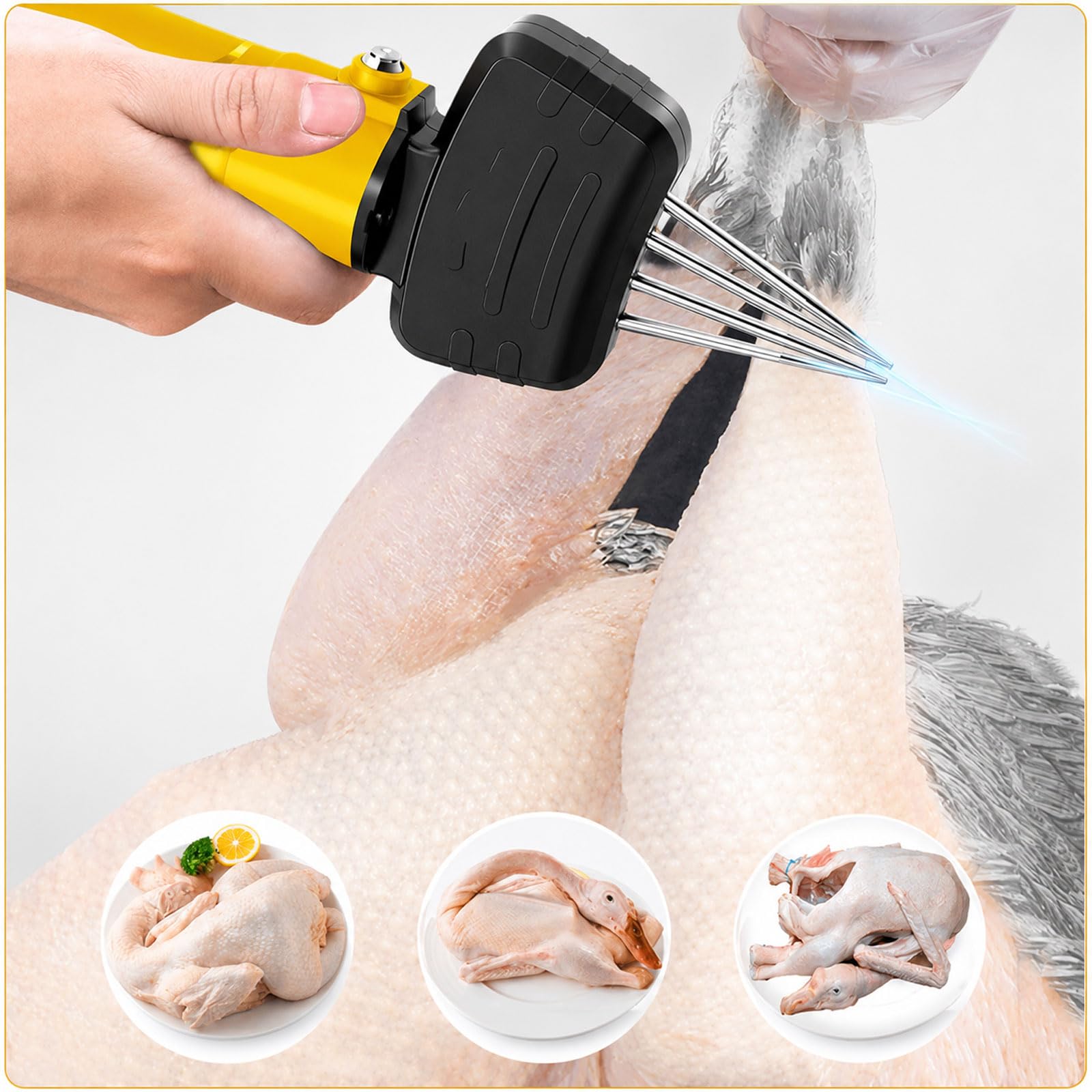 Plumeuse Automatique Portative pour Volailles, Machine sans Fil Haute Puissance De 300 N, Écartement des Cônes Réglable, Tête Amovible, pour Dinde, Poulet Et Canard